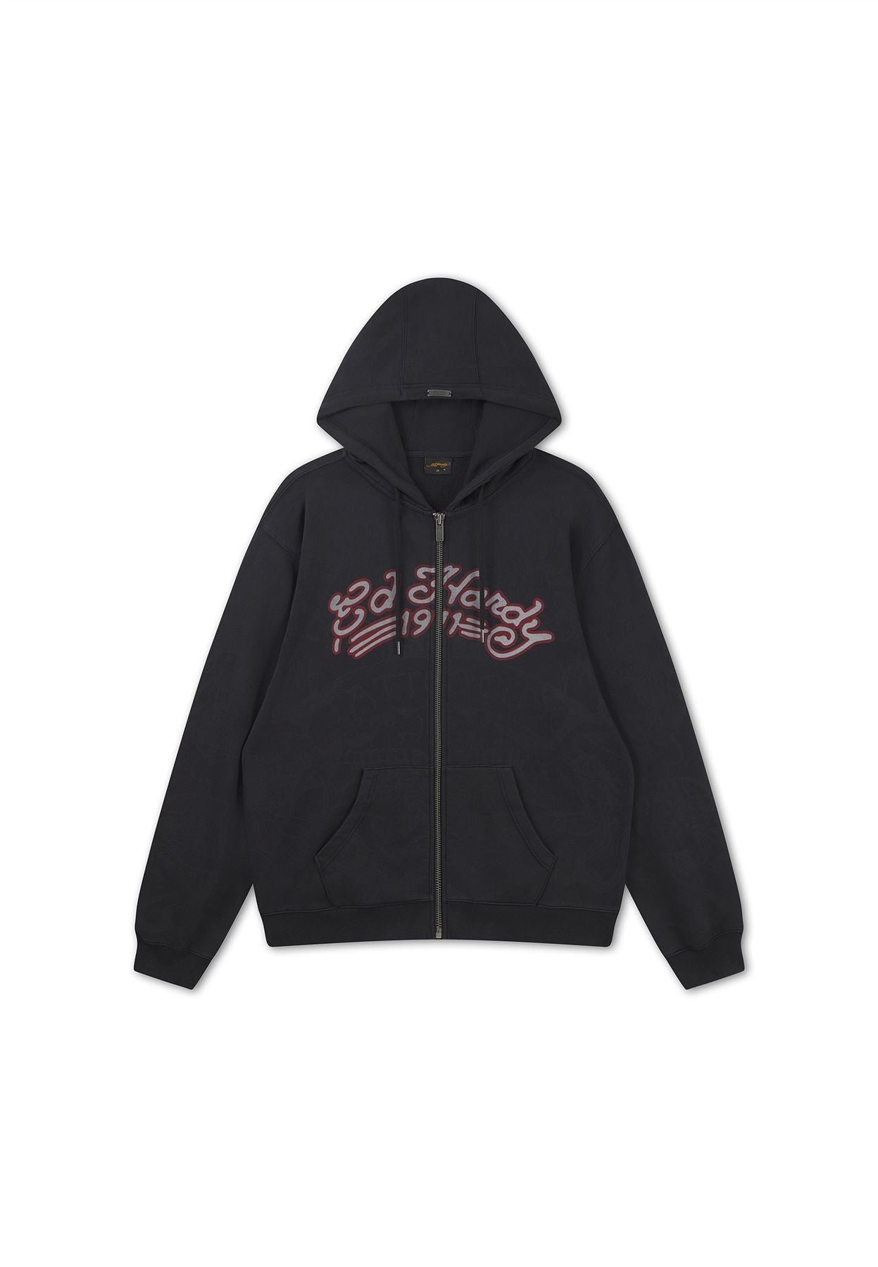 Ed Hardy Shadow Eagle Graphic Relaxed Zip Thru Sweats à Capuche Noirs Pour Hommes