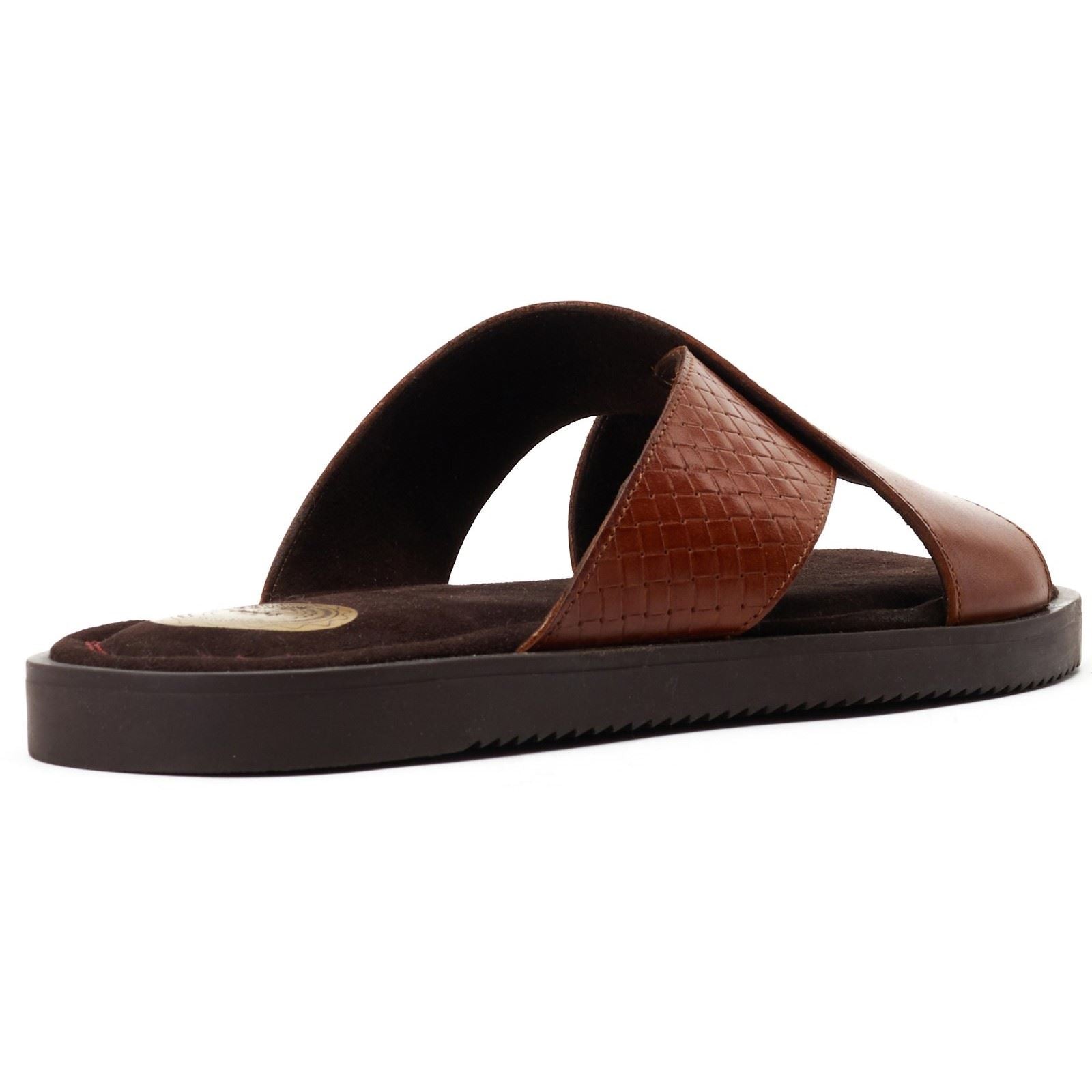 Base London Astro Sandales En Cuir Pour Hommes Couleur Tan Brûlé