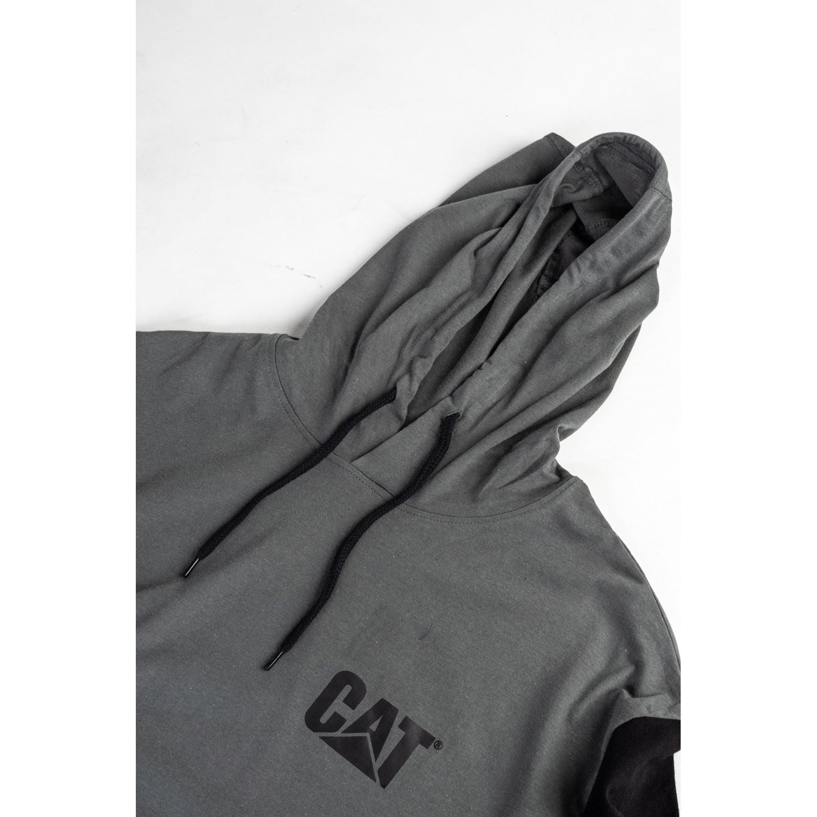 Caterpillar Hooded Long Sleeve T-Shirt Gris En Coton Pour Homme