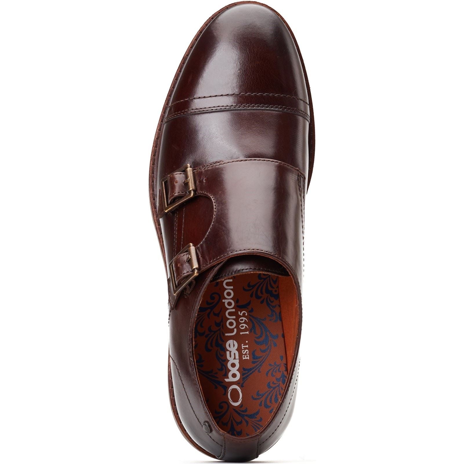 Base London Knight Chaussures À Double Boucle En Cuir Pour Homme Marron Brûlé