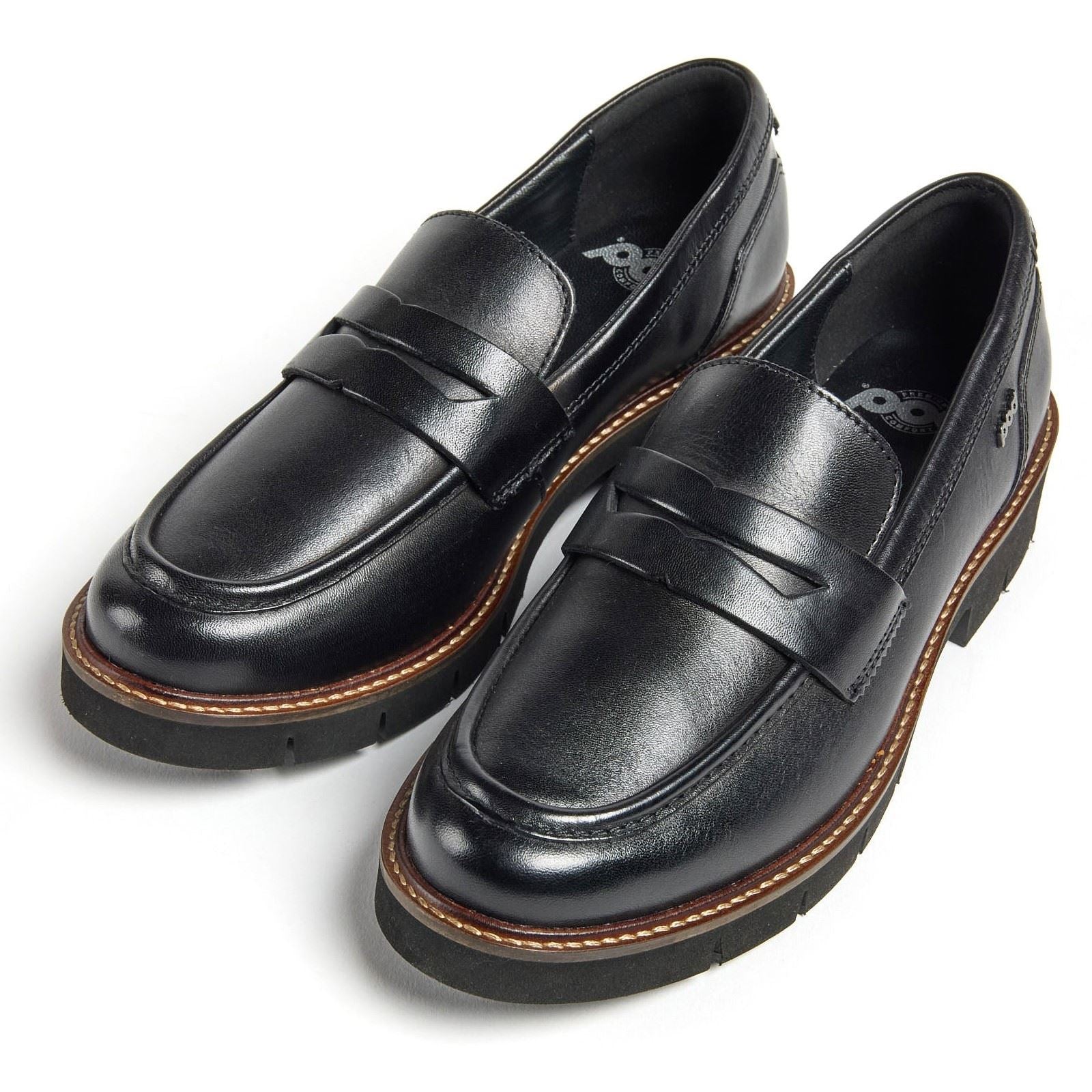 Pod Kaltin Mocassins Noirs Pour Femmes En Cuir