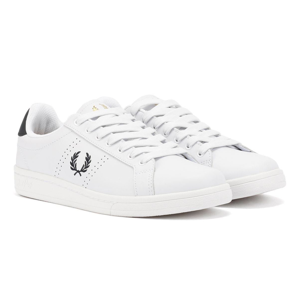 Fred Perry Cupsole Baskets Blanches En Cuir Pour Hommes