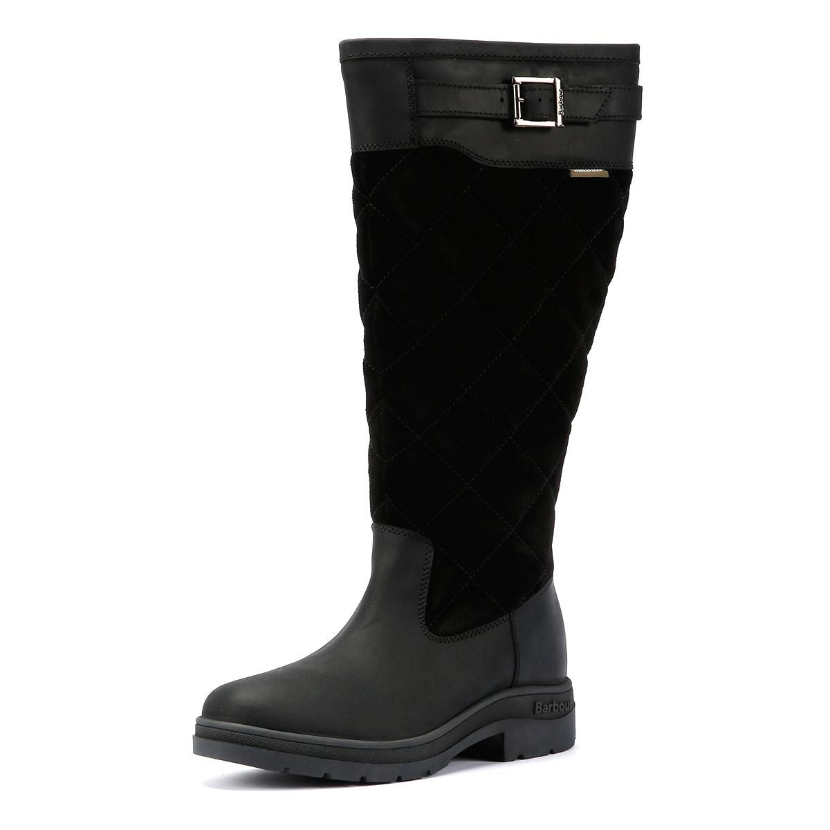 Barbour Oak Tall Bottes En Daim Noir Pour Femmes