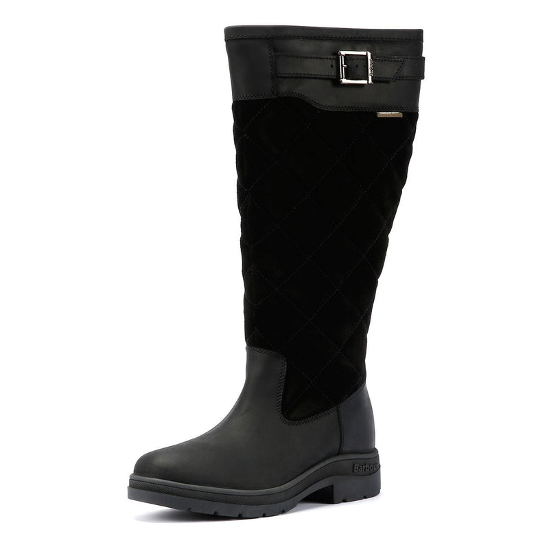 Barbour Oak Tall Bottes En Daim Noir Pour Femmes