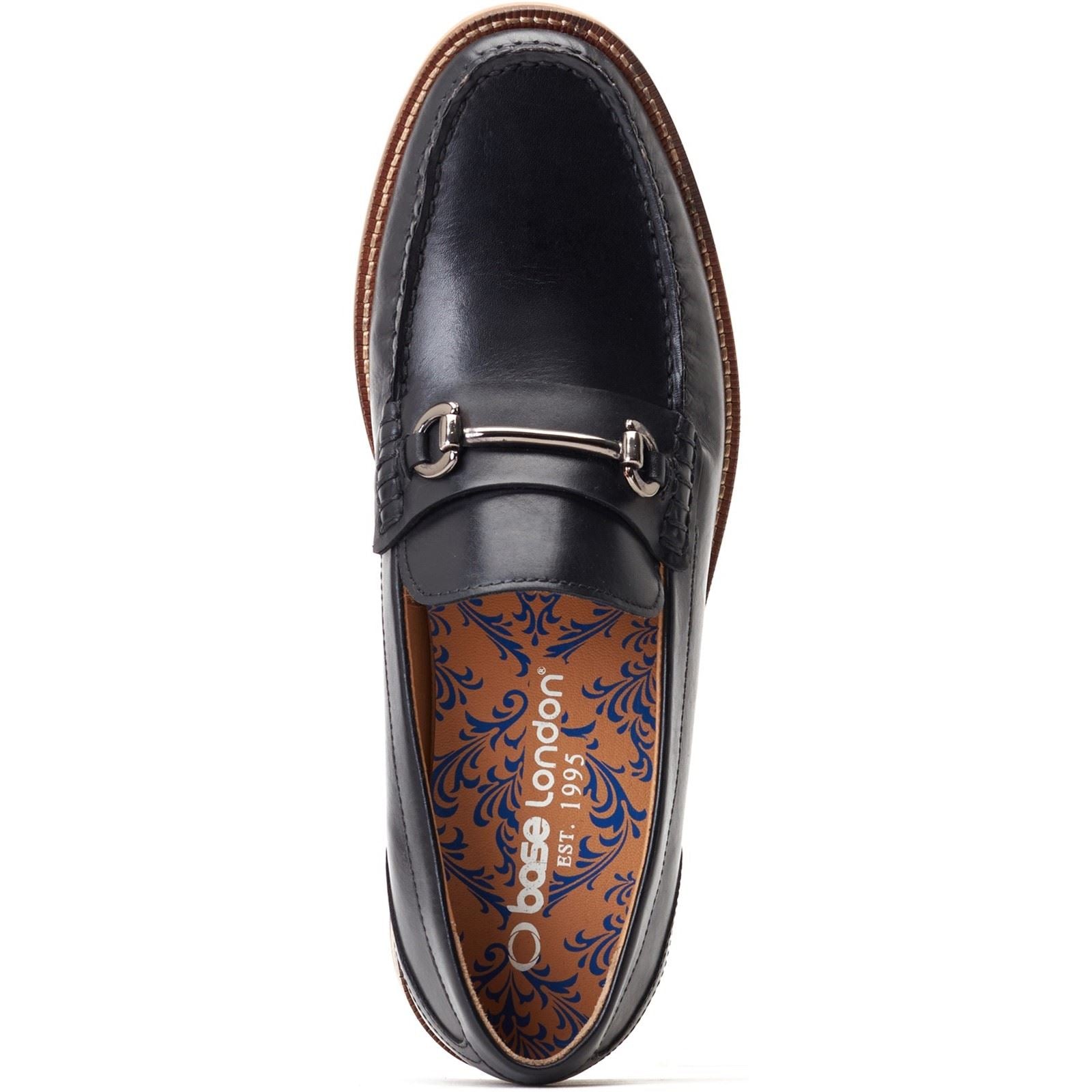 Base London Madison Mocassins Noirs En Cuir Pour Hommes