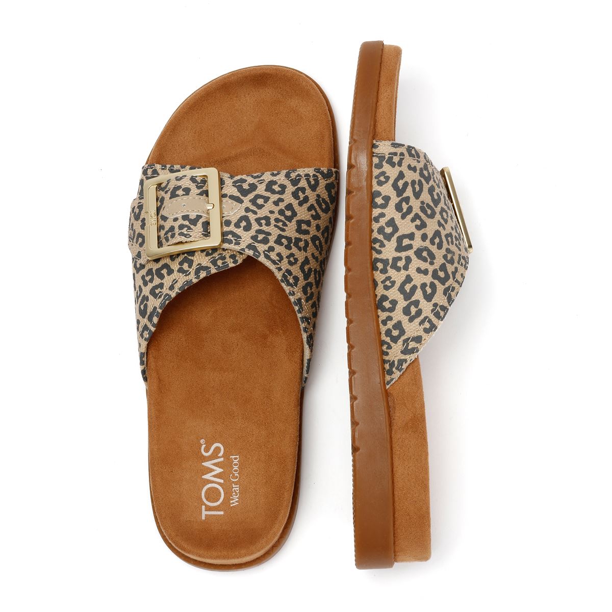 TOMS Marin Slide Sandales Beiges En Textile Pour Femmes