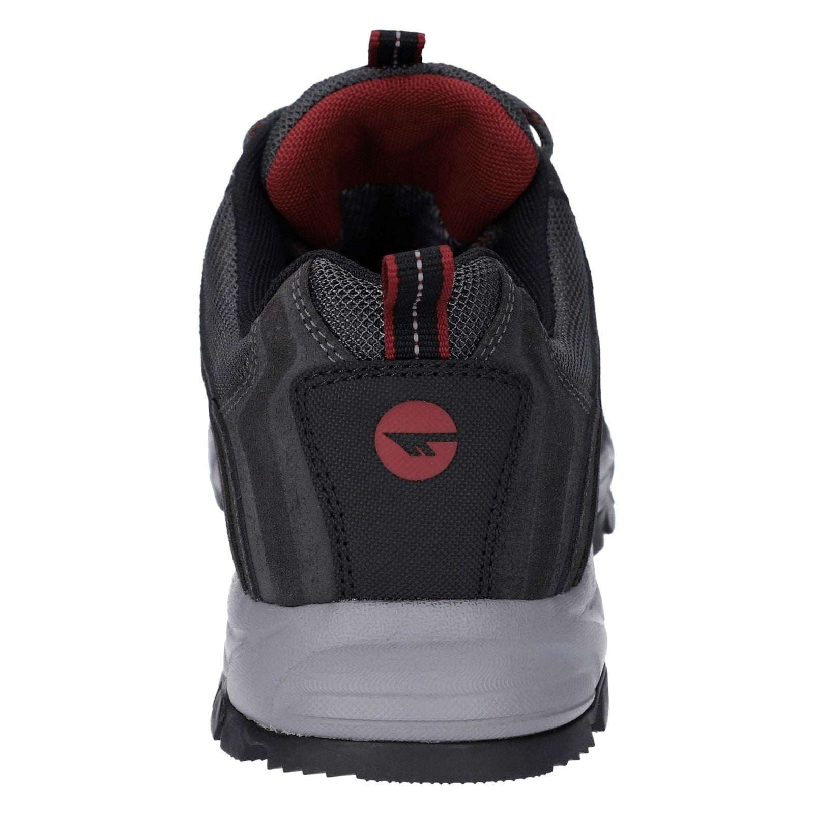 Hi-Tec Auckland Lite Chaussures De Randonnée Pour Homme En Cuir Gris Graphite/rouge Foncé