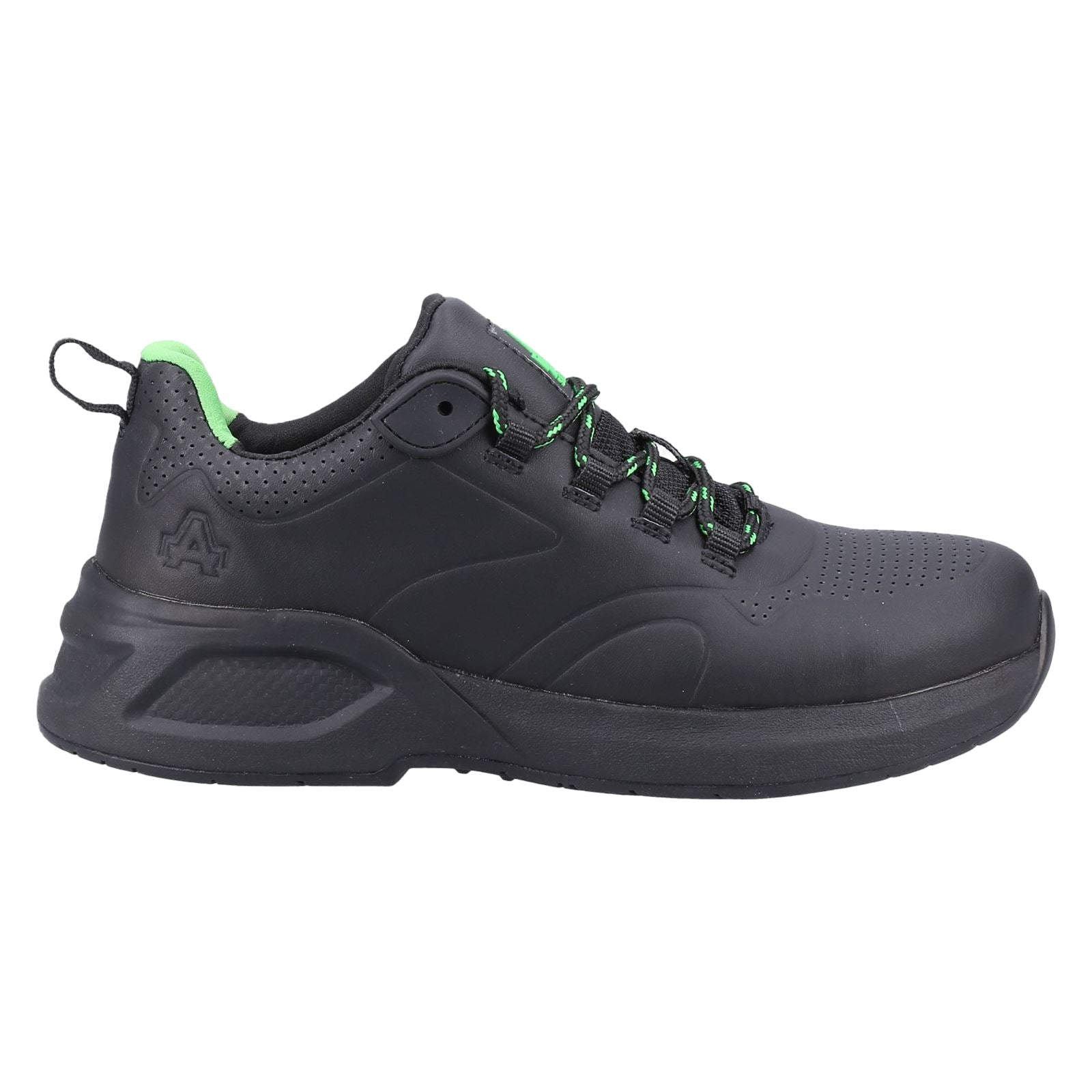 Amblers Safety  Six Cent Douze Baskets De Sécurité En Cuir Noires Pour Femmes.