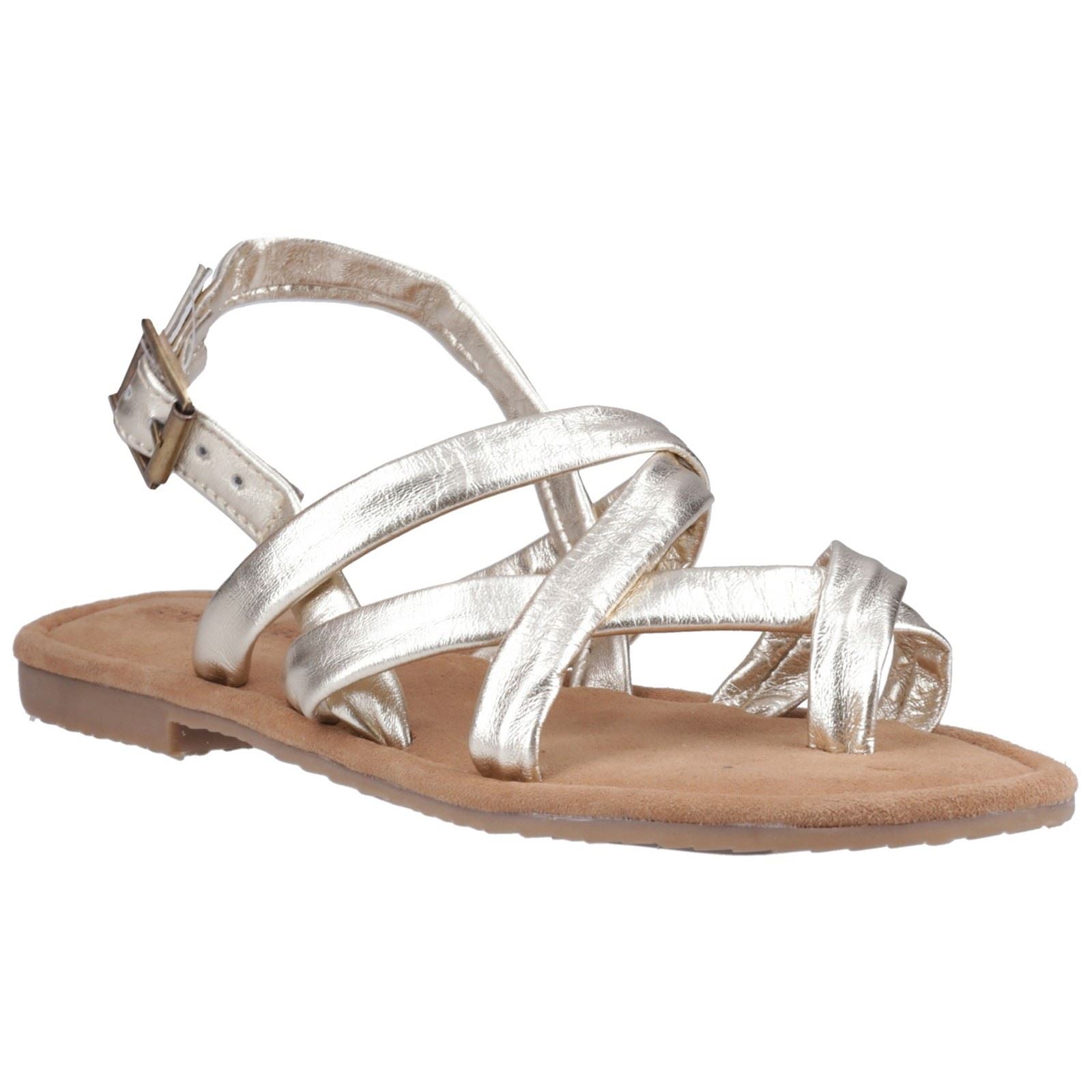 Hush Puppies Hope Sandales En Cuir Doré Pour Femme