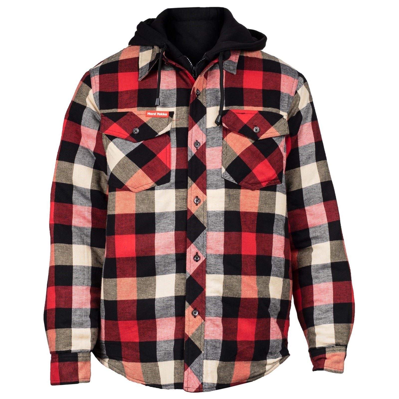 Hard Yakka Quilted Flannel Shacket Veste Chemise Rouge Pour Homme