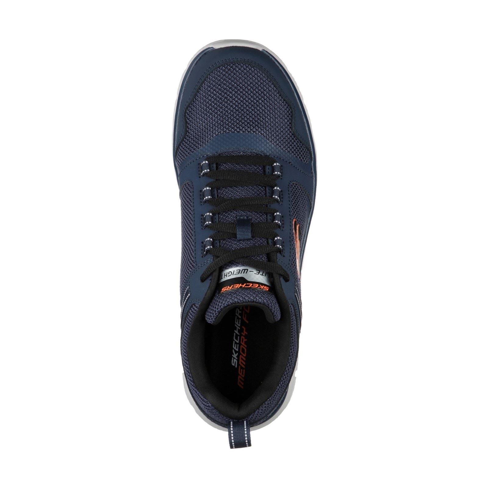 Skechers Track Knockhill Baskets Pour Hommes En Cuir Bleu Marine/Orange