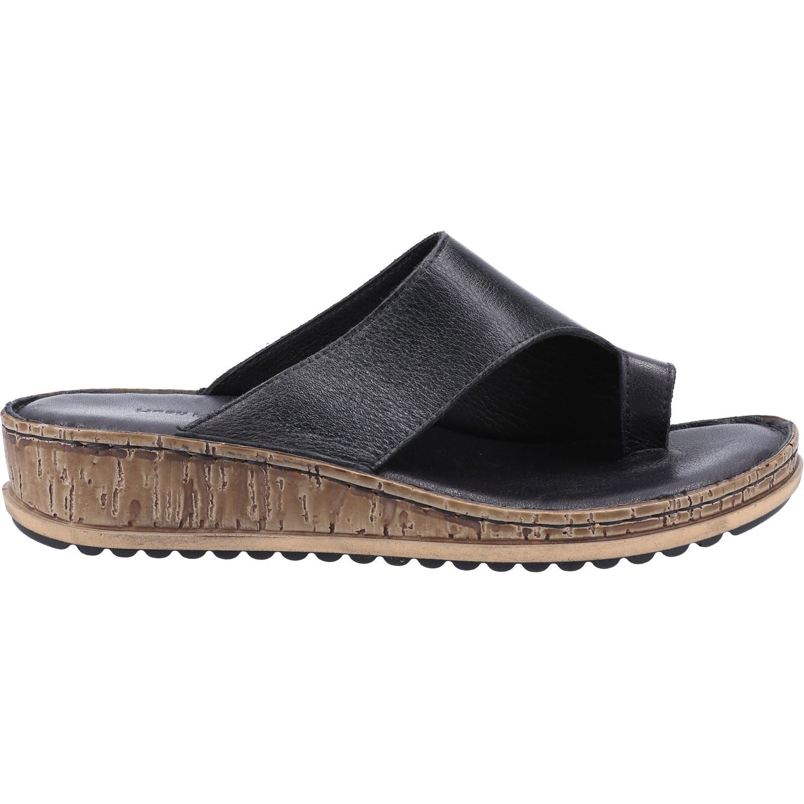 Hush Puppies Elissa Toepost Sandales Noires Pour Femmes En Suède