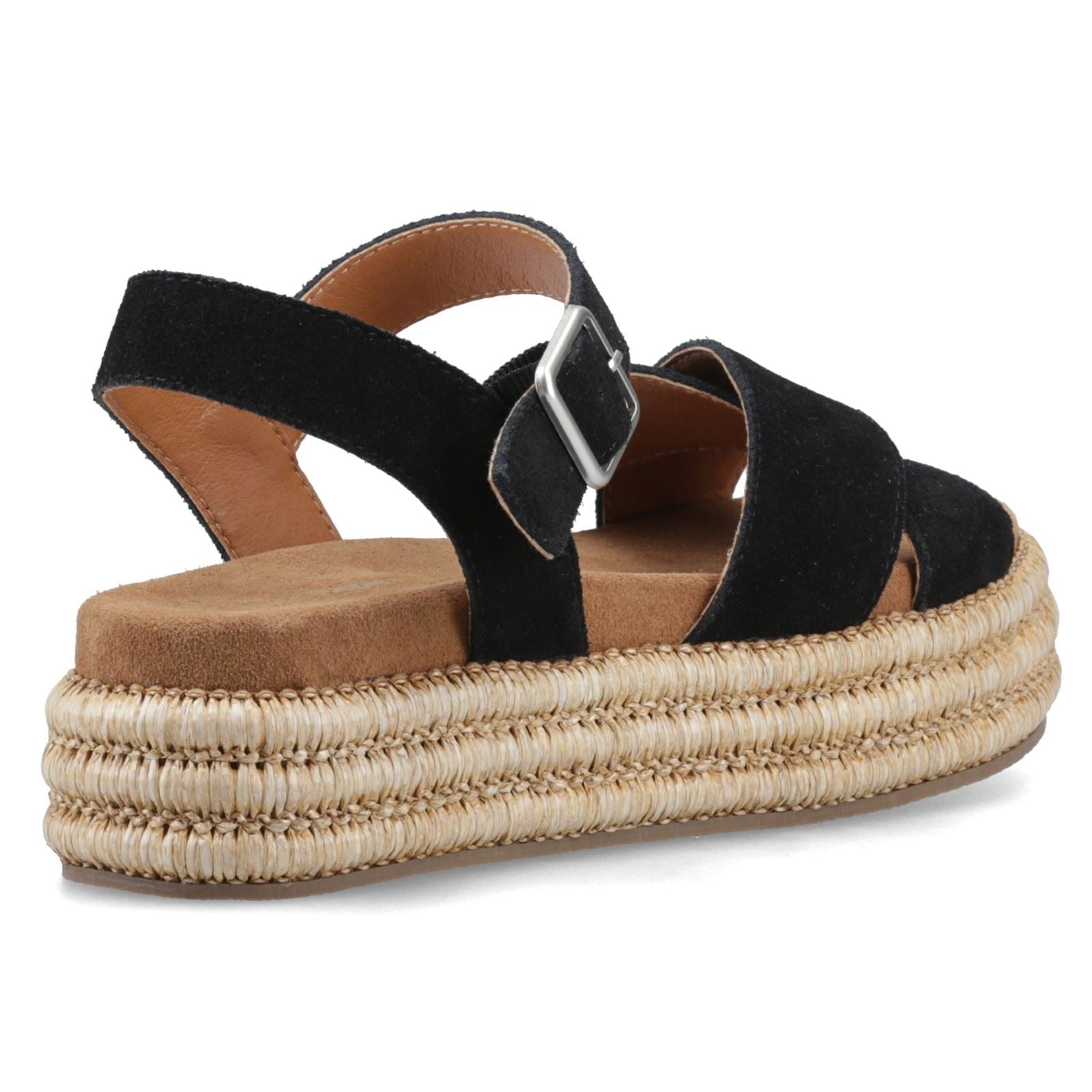 Hush Puppies Rosa Rafia Sandal Sandales Noires En Cuir Pour Femmes
