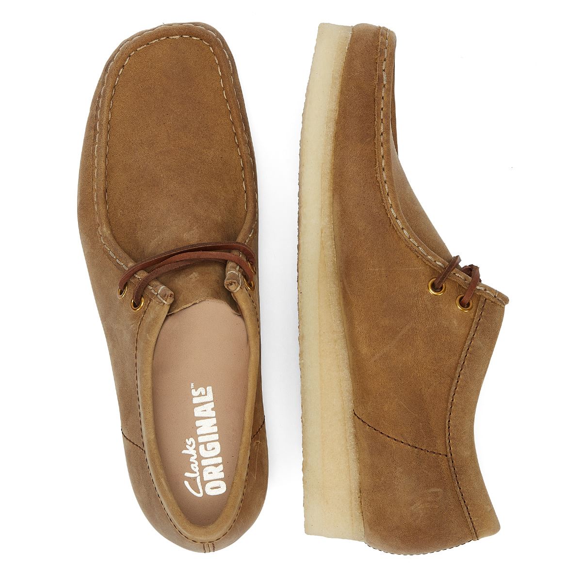 Clarks Originals Wallabee Chaussures En Cuir Marron À Lacets Pour Hommes