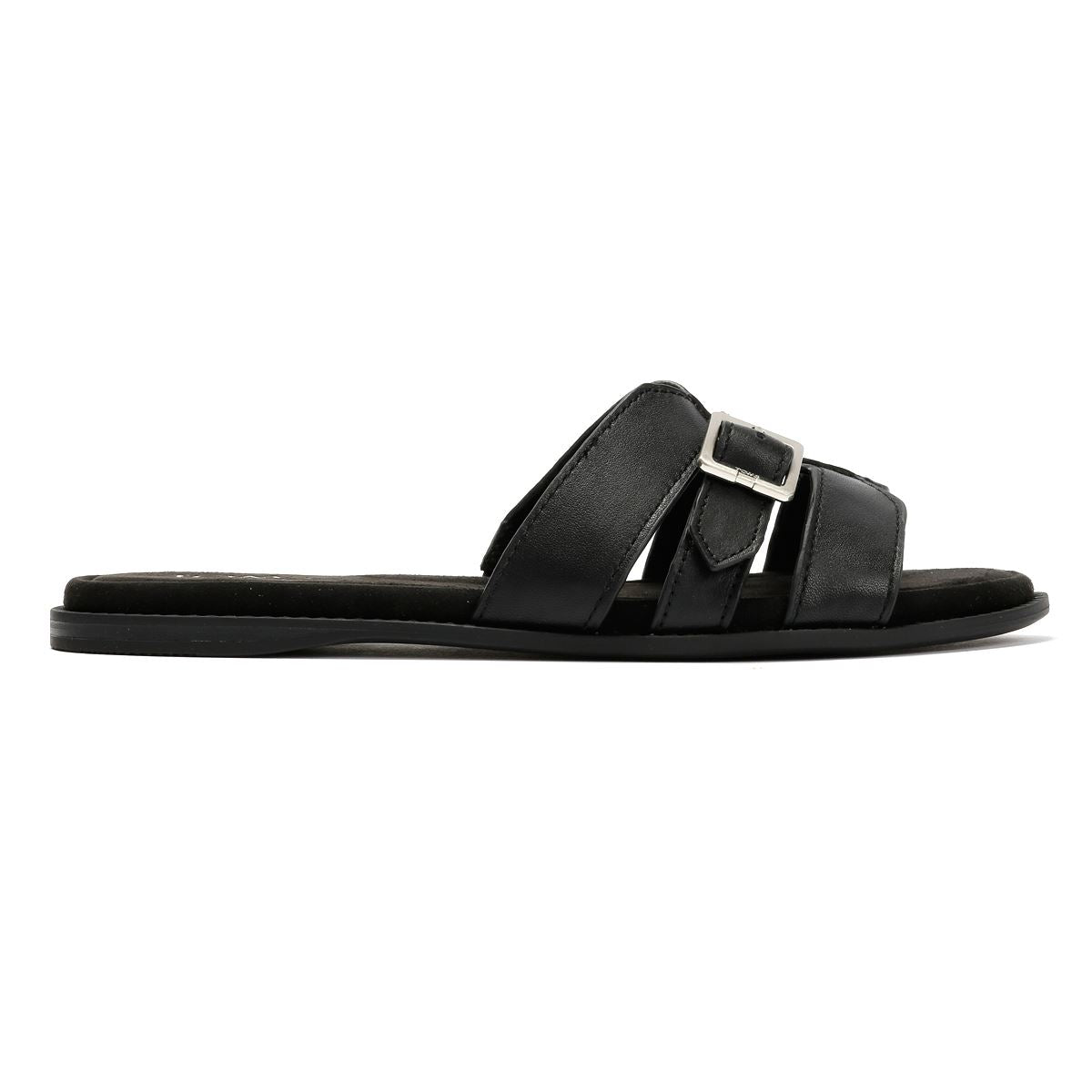 TOMS Sol Mule Sandales Noires En Cuir Pour Femmes