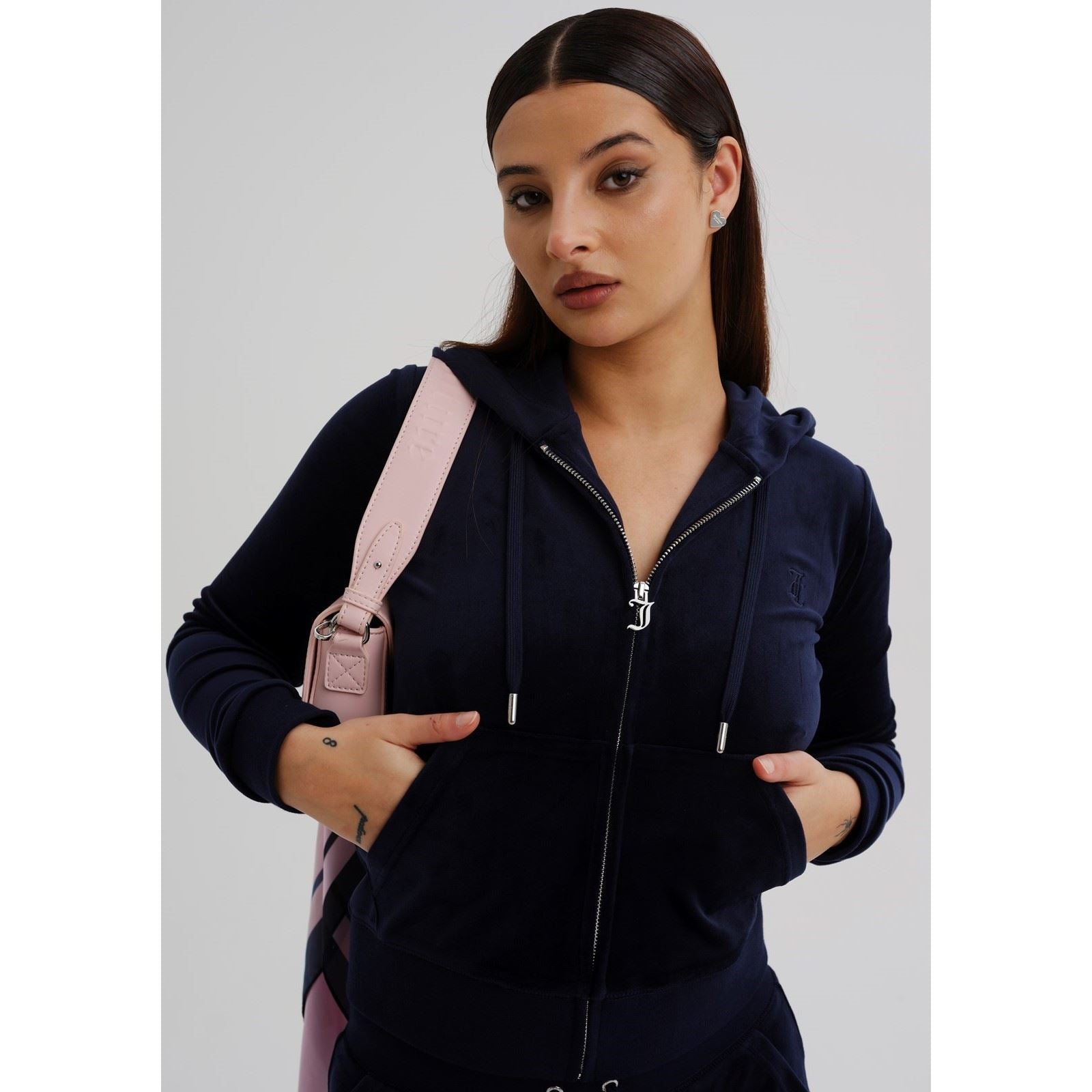 Juicy Couture Robertson Classic Jacket Sweat À Capuche Bleu En Polyester Pour Femmes
