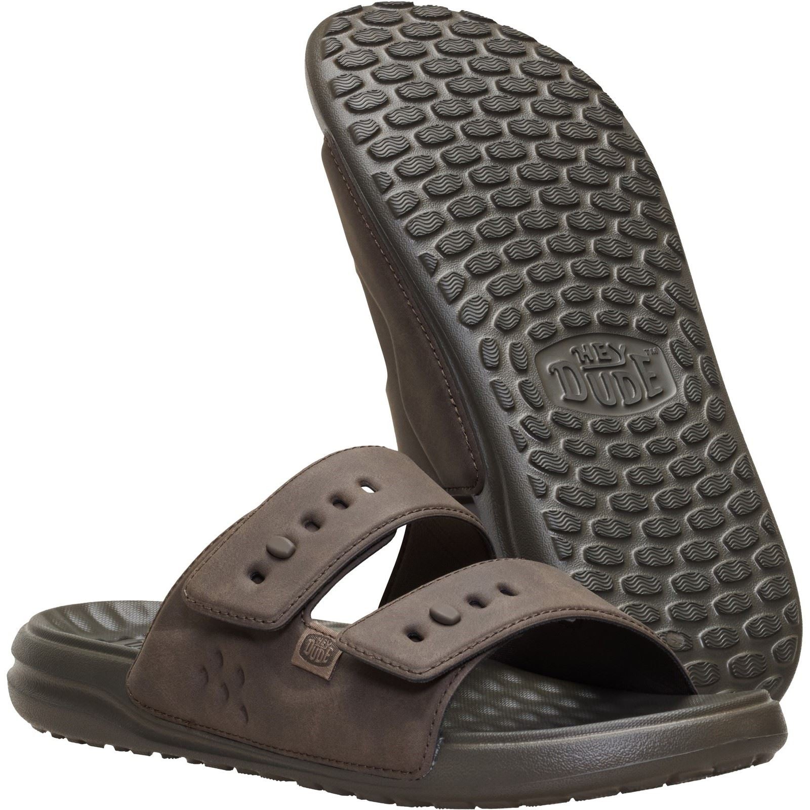 HEYDUDE Wave 2 Strap Sandales Brunes Majeures Pour Hommes En Polyuréthane