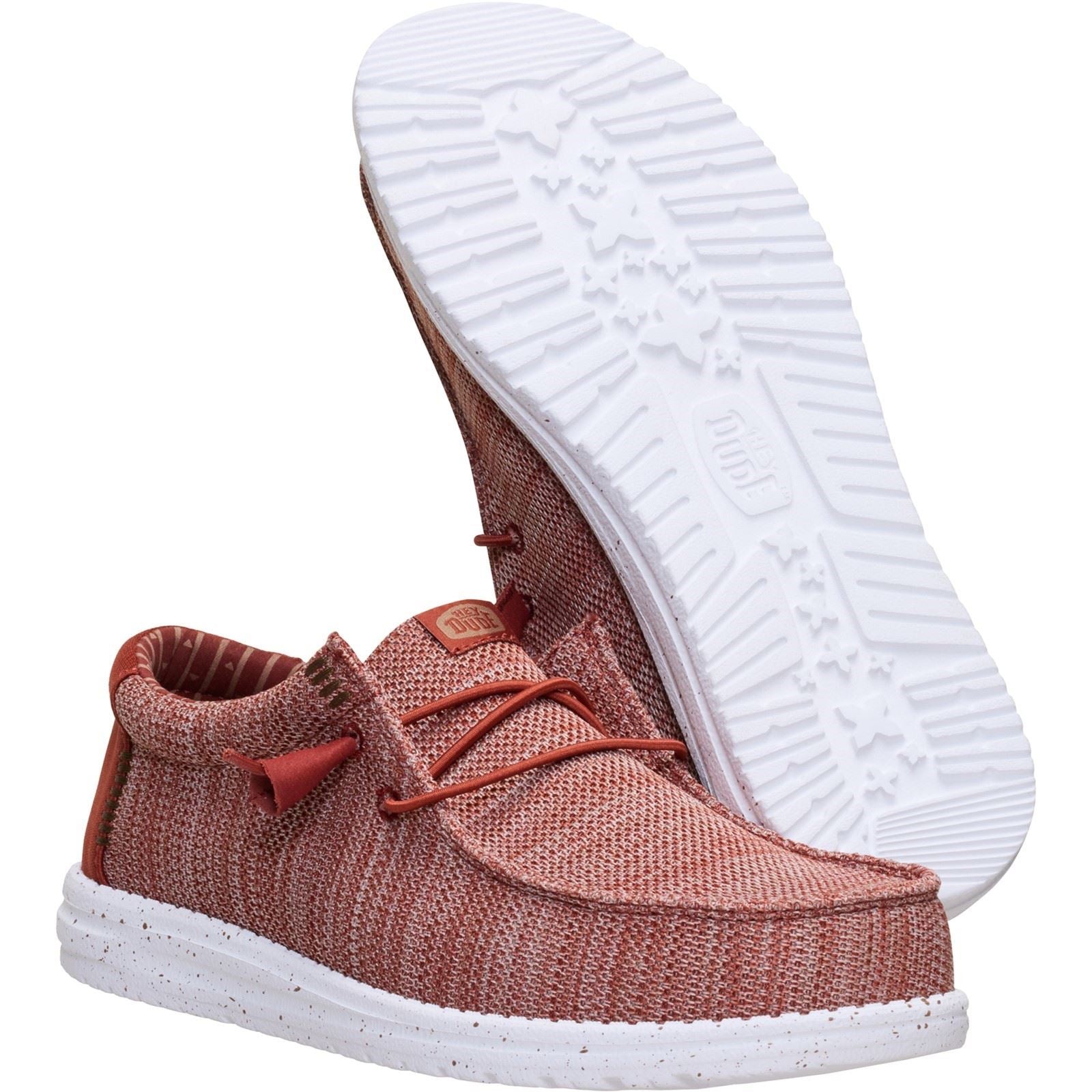 HEYDUDE Wally Stretch Sox Mocassins En Polyester Rouge Brûlé/Multi Pour Homme