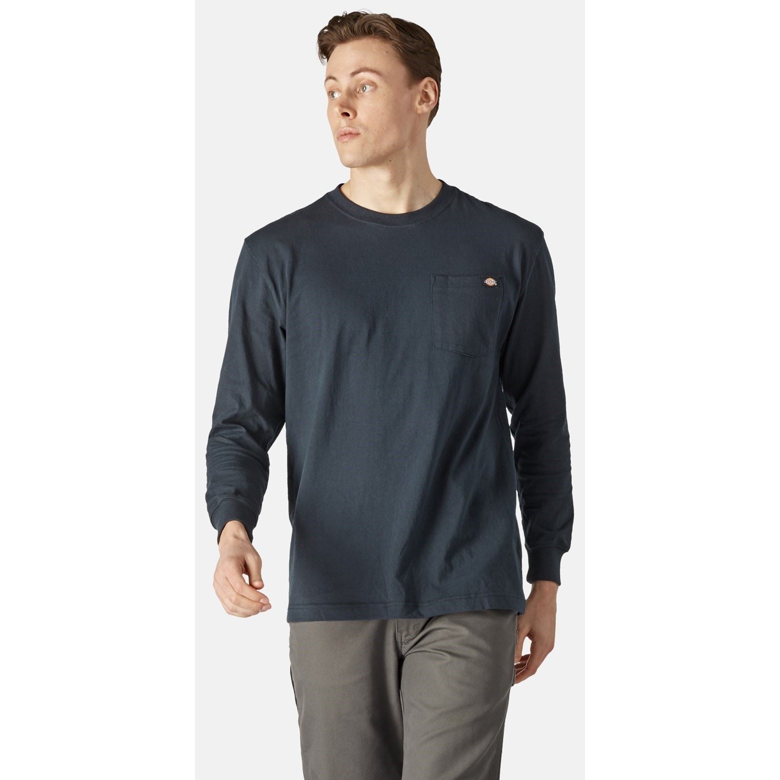 Dickies Pocket Long Sleeve T-Shirt Pour Hommes En Coton Bleu