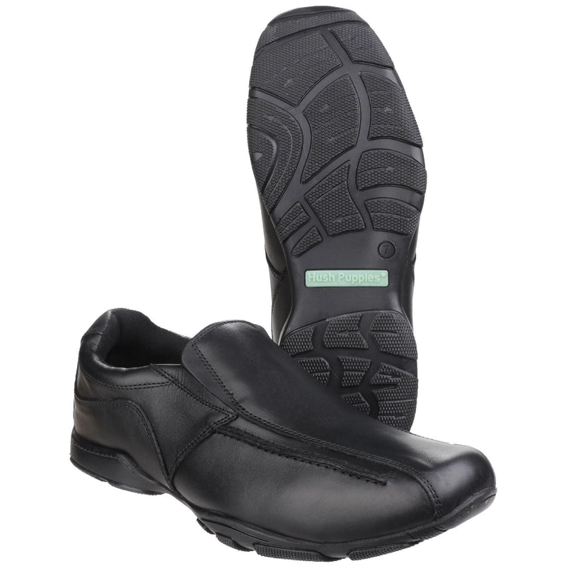 Hush Puppies Bespoke Senior Chaussures Noires Pour Garçons En Cuir