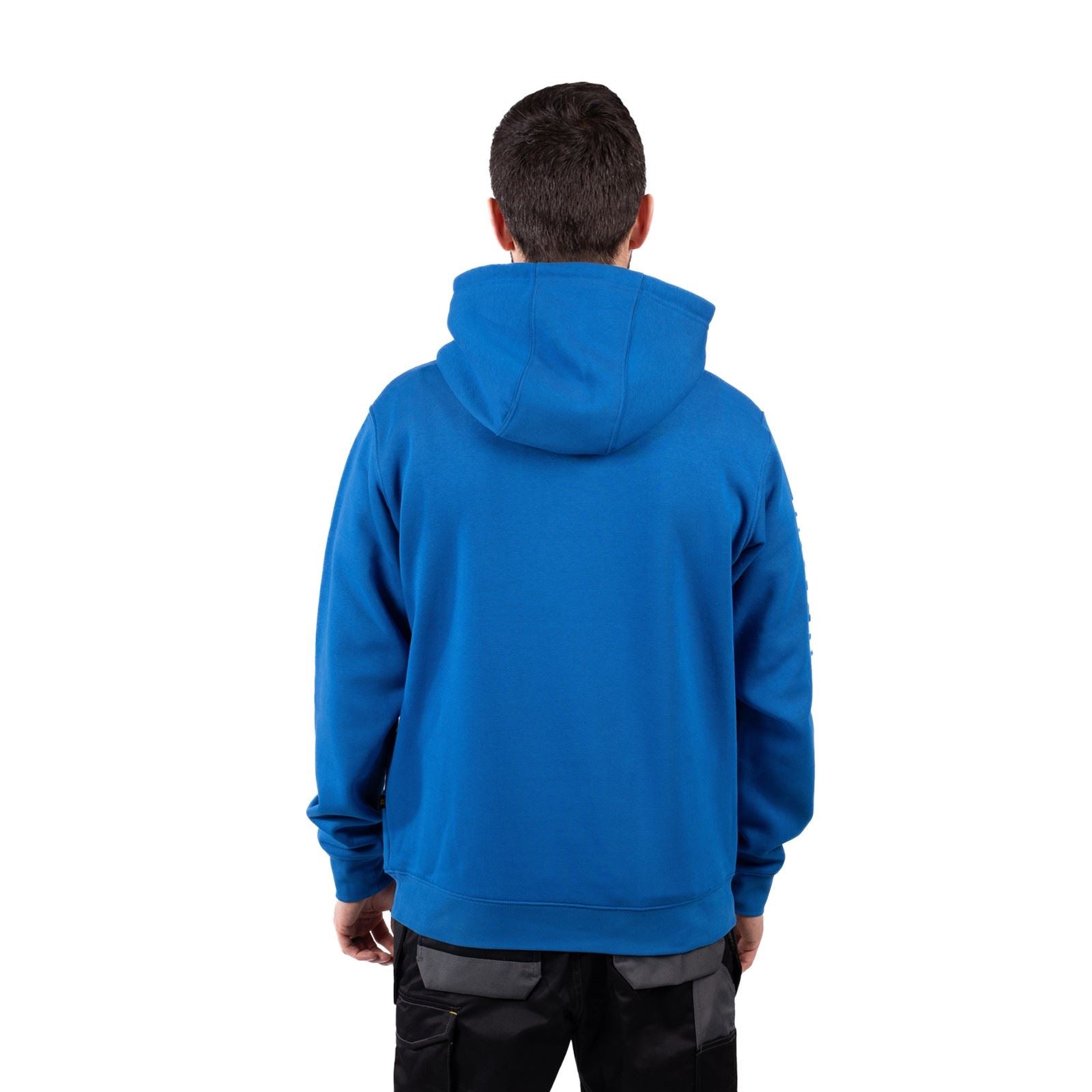 Caterpillar Trademark Banner Sweat À Capuche Bleu En Coton Pour Homme