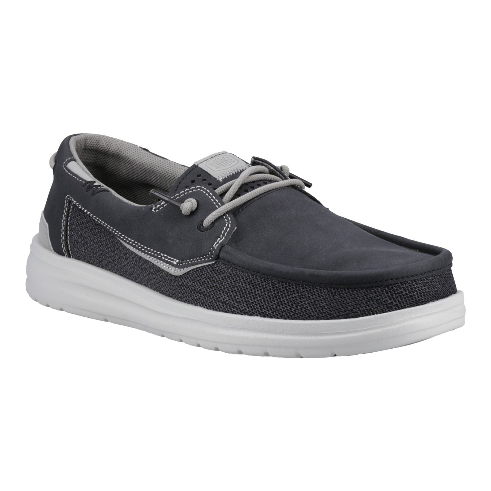 HEYDUDE Welsh Grip Classic Mesh Chaussures Bateau Pour Homme En Mélange De Coton Noir/Gris Tempête