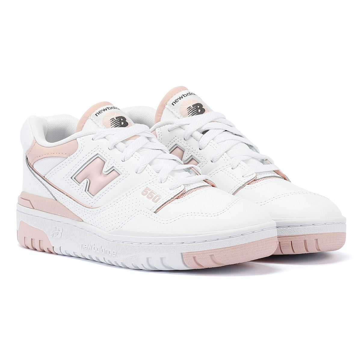 New Balance 550 Baskets En Cuir Blanc/Rose Pour Femmes