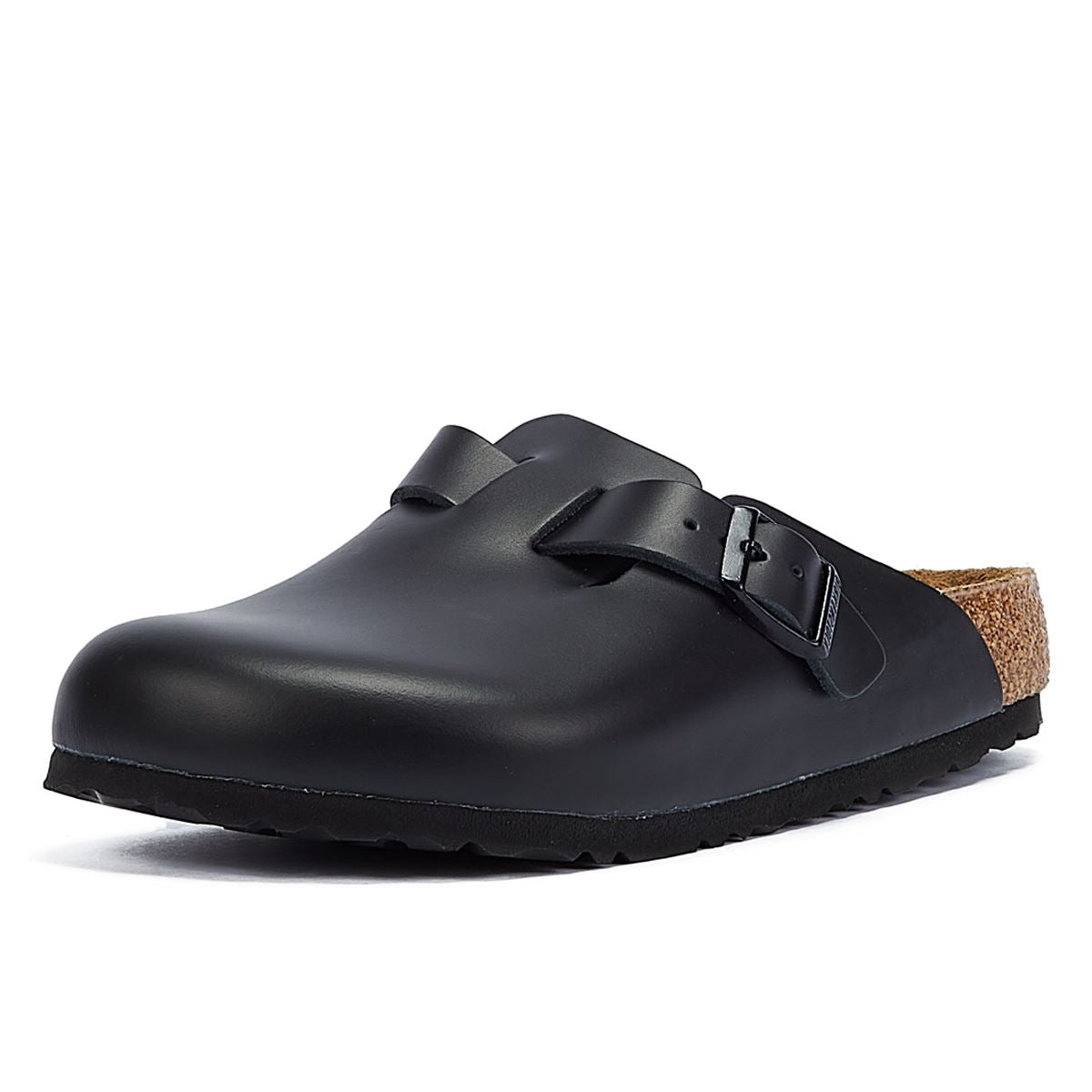 Birkenstock Sabots En Cuir Noir Naturel De Boston