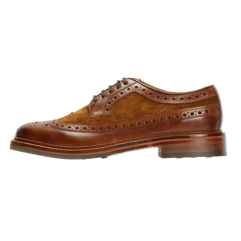 Chapman & Moore Longwing Brogue Chaussures En Cuir Pour Hommes Brunes À Lacets