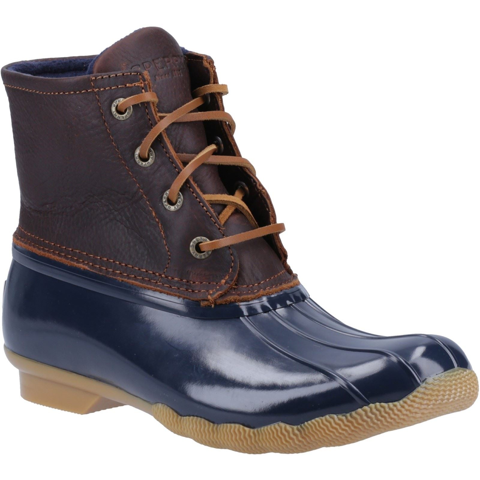 Sperry Saltwater Duck Bottes En Caoutchouc Synthétique Couleur Camel/Marine