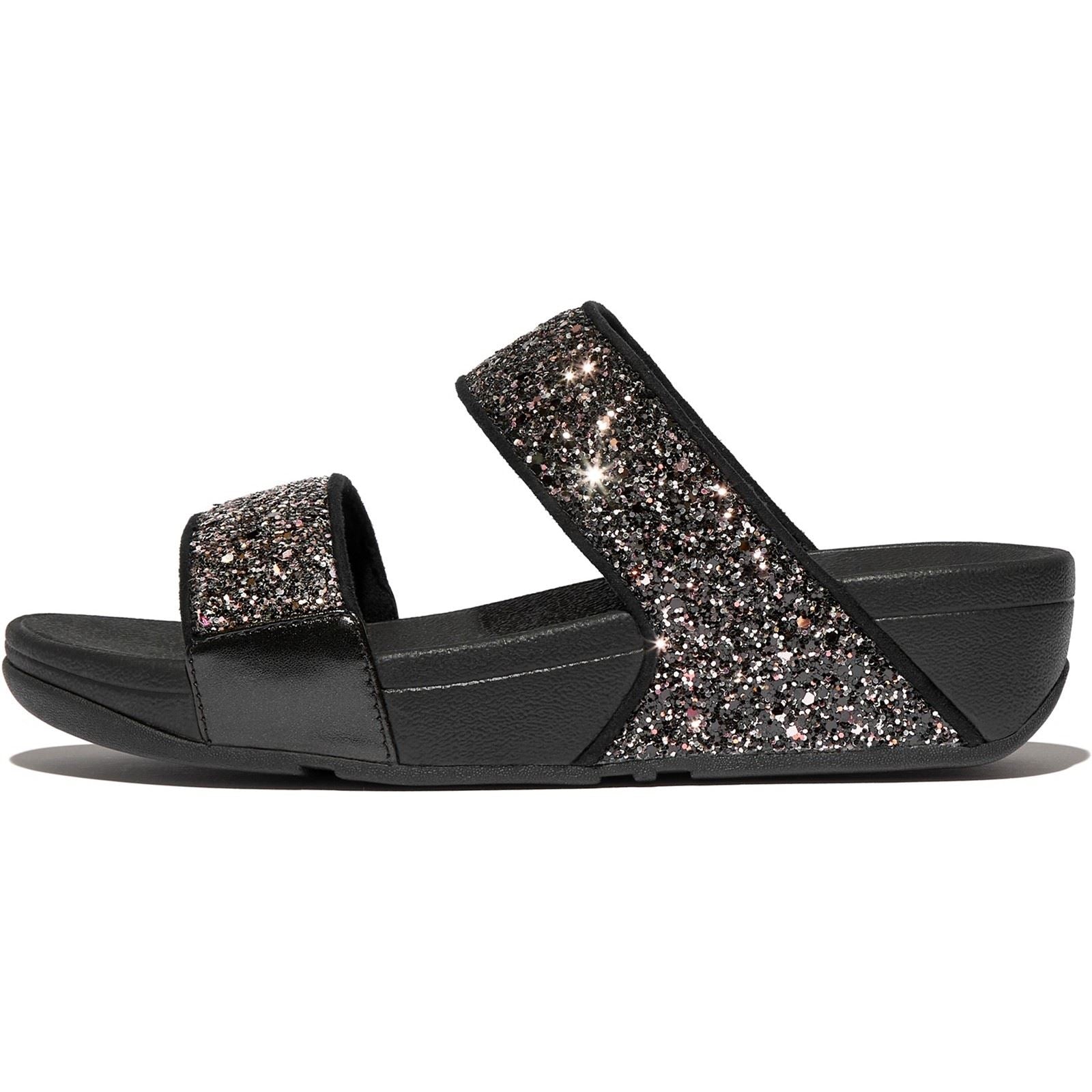 Fitflop Lulu 2 Bar Glitter Sandales Noires/Multi En Polyuréthane Pour Femmes