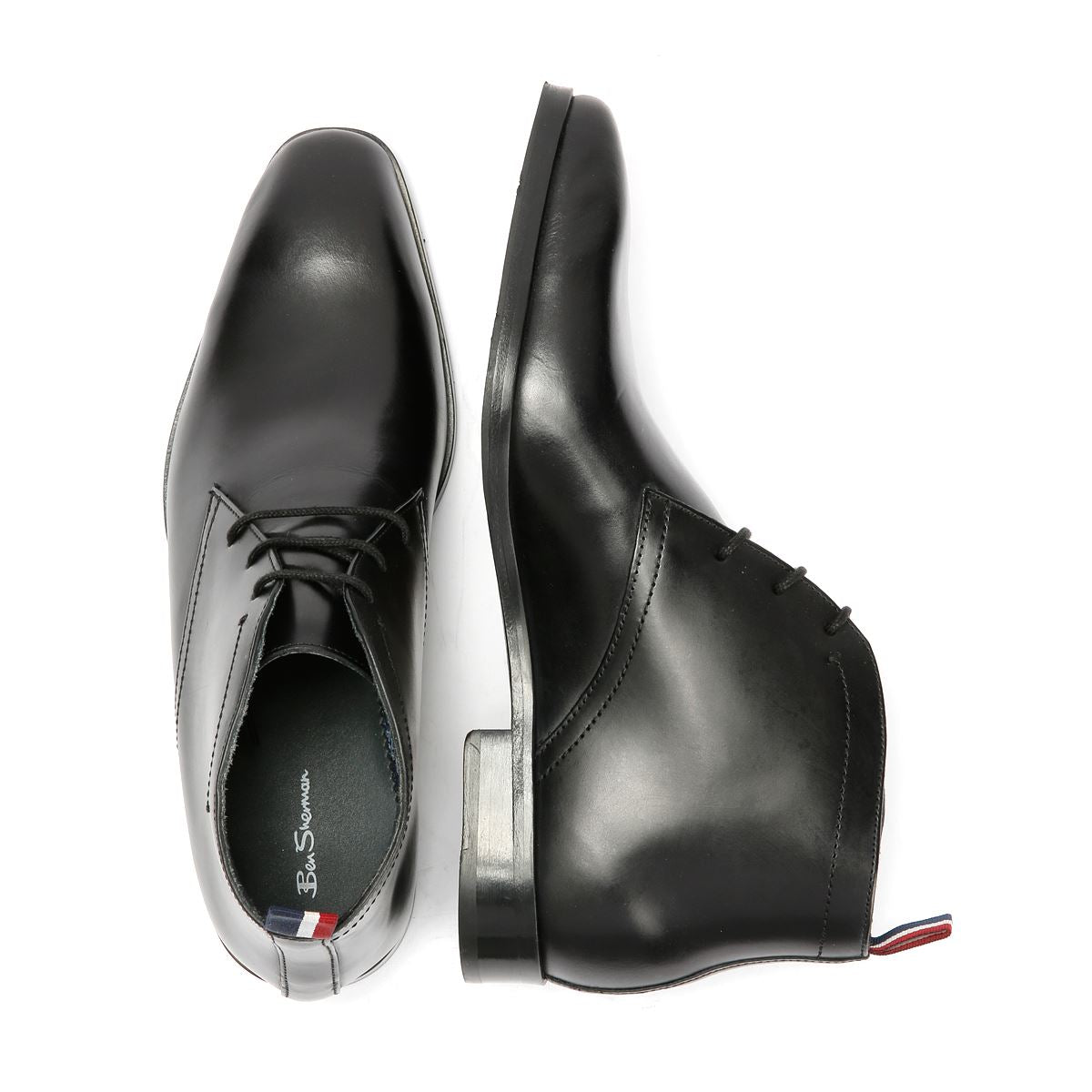 Ben Sherman London Bottes Noires En Cuir Pour Hommes