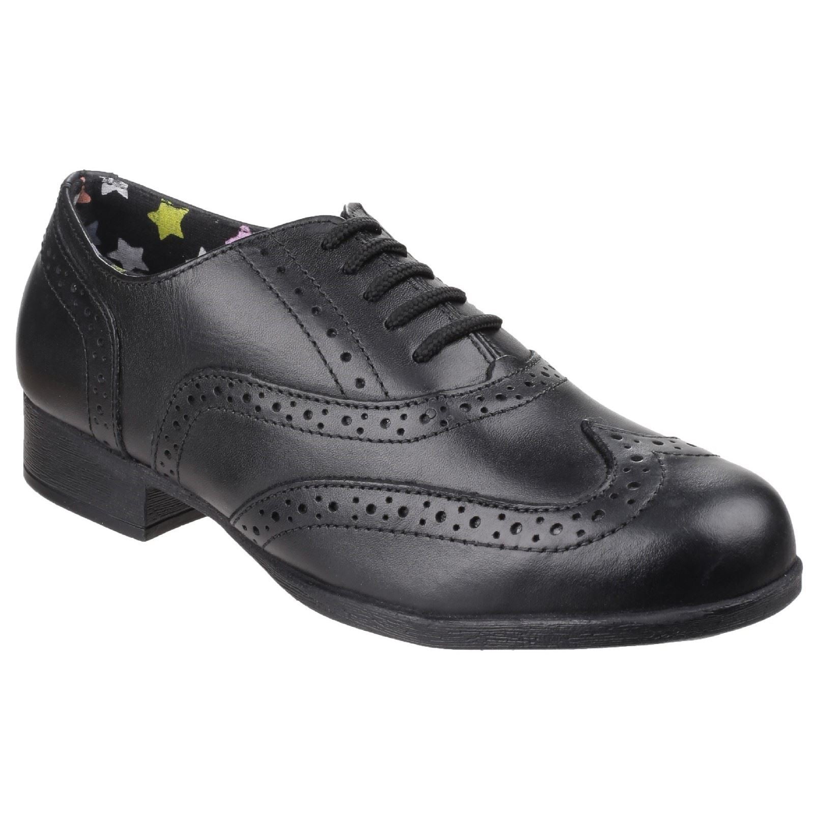 Hush Puppies Kada Senior Chaussures Noires Pour Filles En Cuir