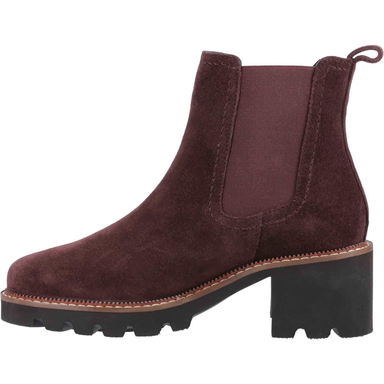 Hush Puppies Gaia Bottes Chelsea À Talons En Cuir Prune Pour Femme