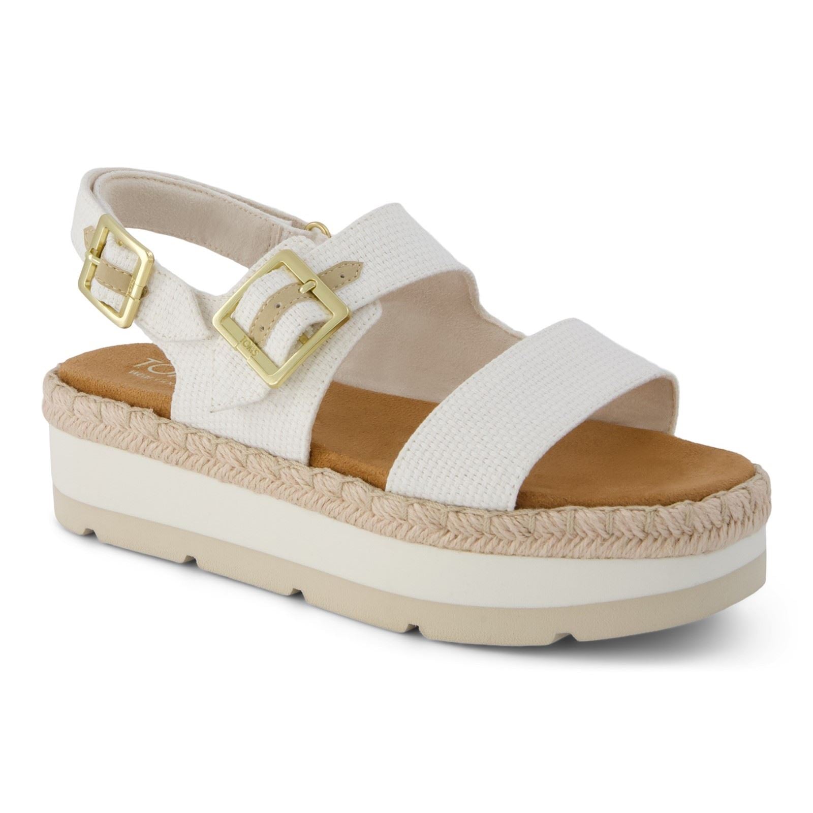 TOMS Giana Sandales De Plage Blanches En Textile Pour Femmes