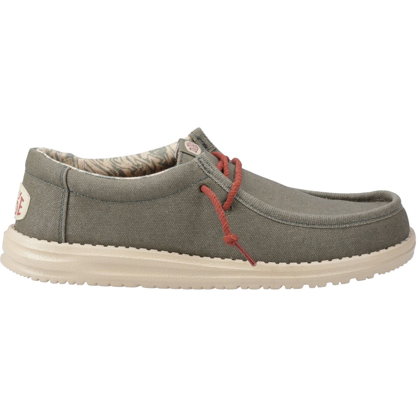 HEYDUDE Wally Waxed Chaussures Bateau En Olive Pour Hommes En Tissu