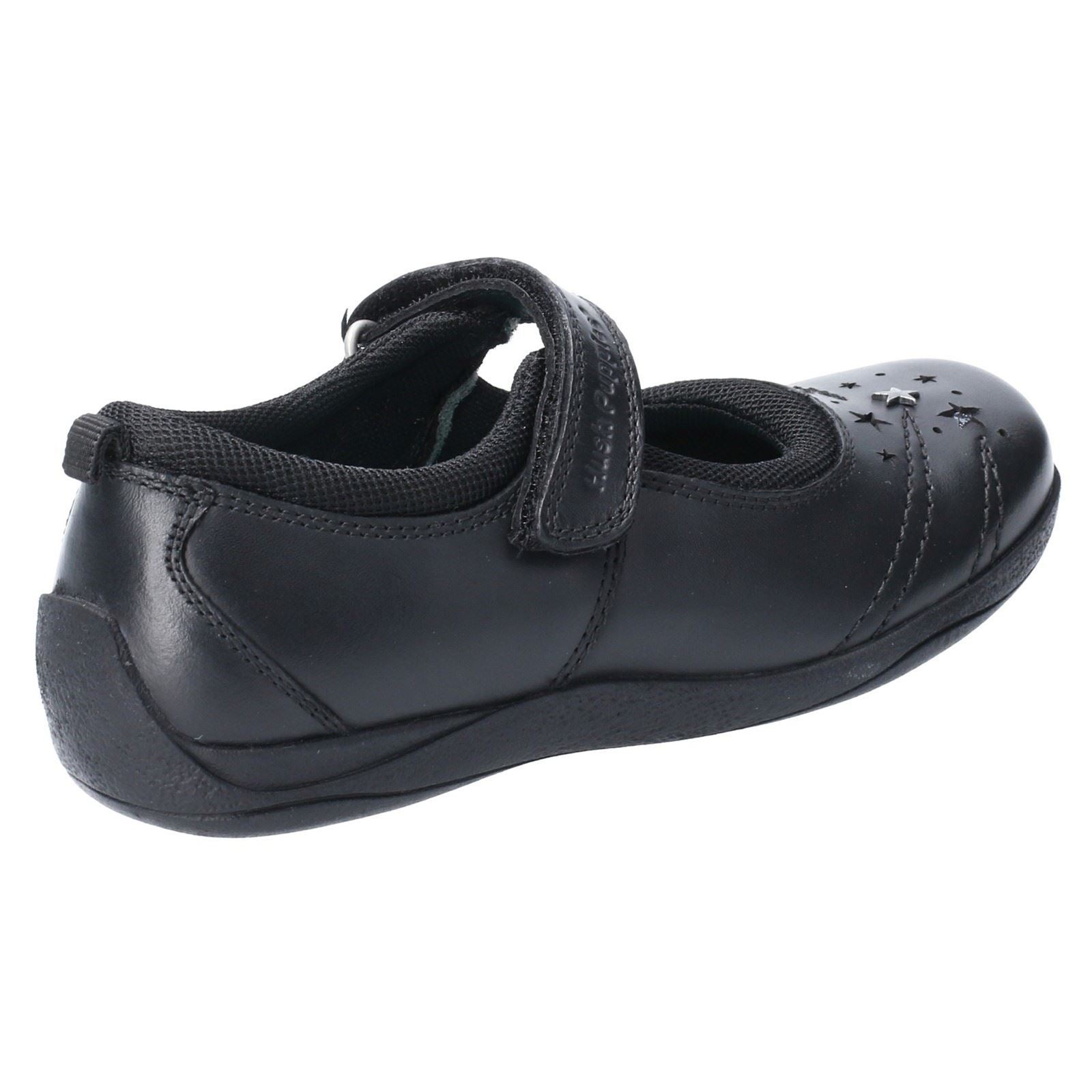 Hush Puppies Amber Senior Chaussures Noires Pour Filles En Cuir
