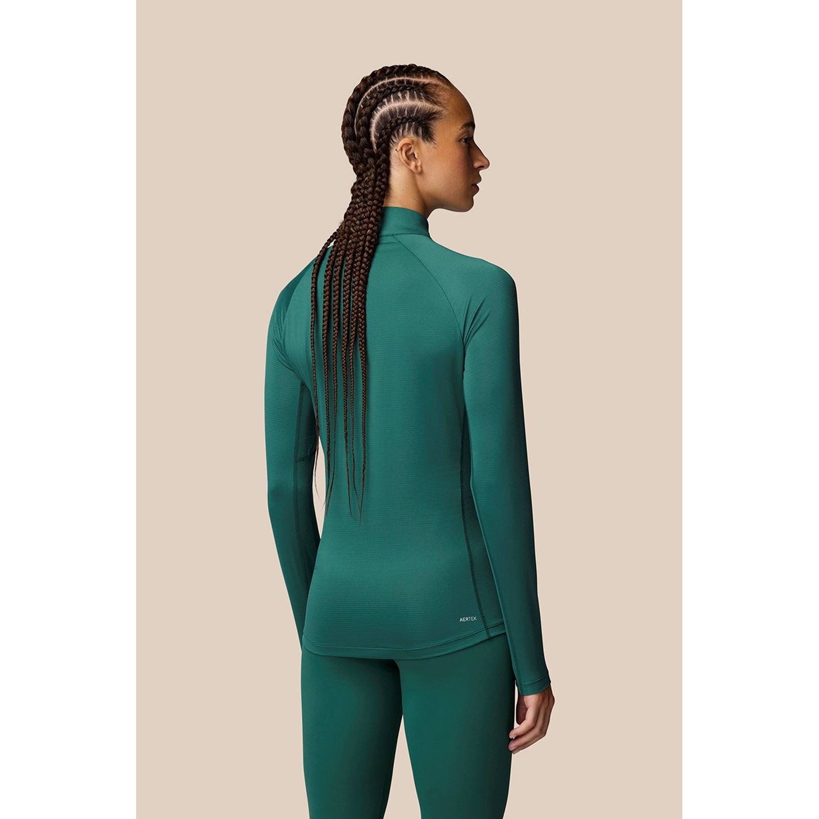 Castore 1/2 Zip Long Sleeve Top T-Shirts De Sport Pour Femmes En Polyester Turquoise Foncé