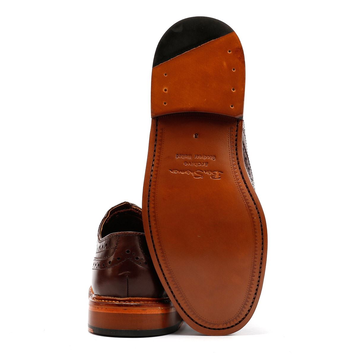 Ben Sherman Sugarman Brogue Chaussures En Cuir Marron À Lacets Pour Homme