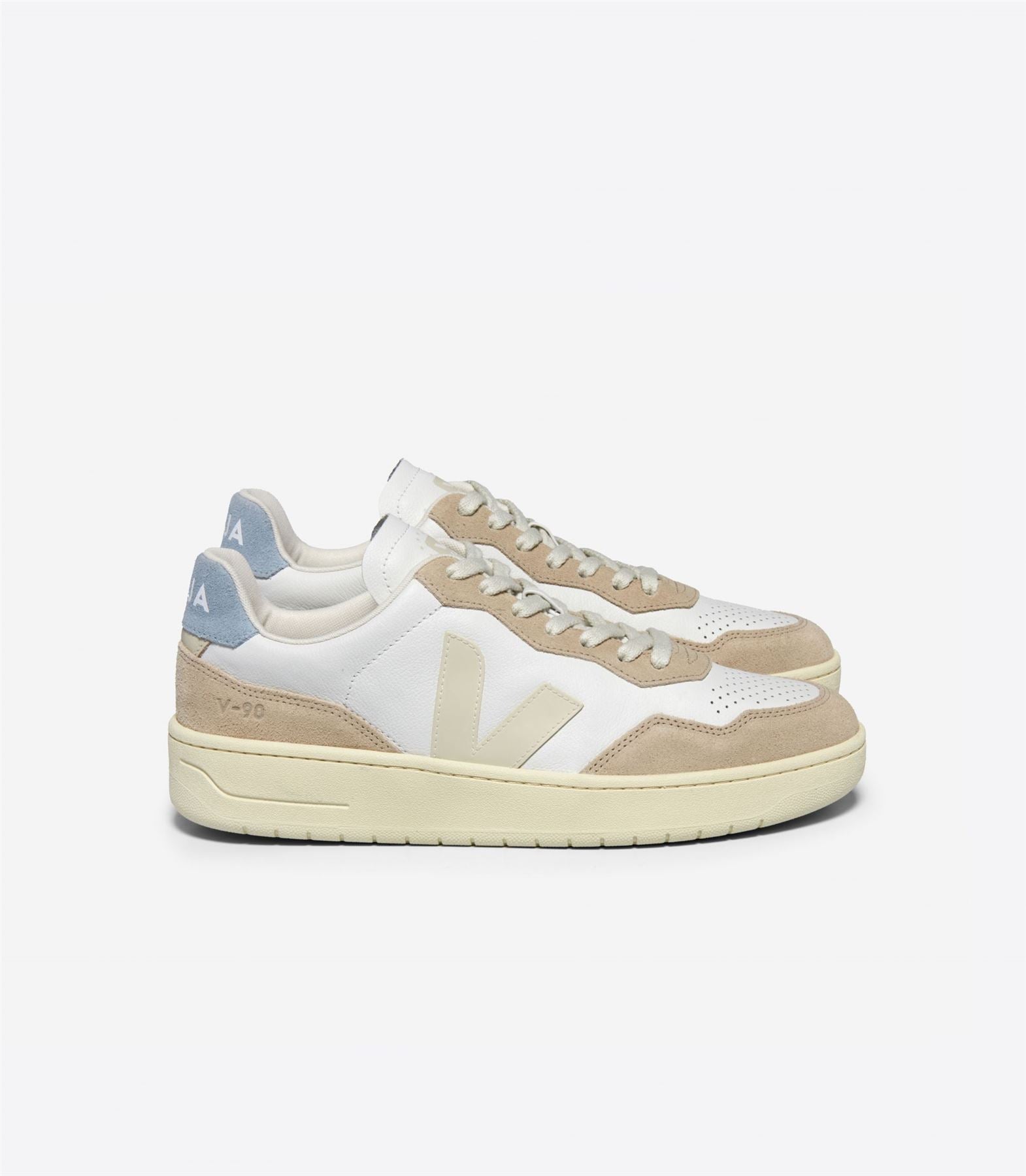 Veja V-90 Baskets en cuir beige pour femmes