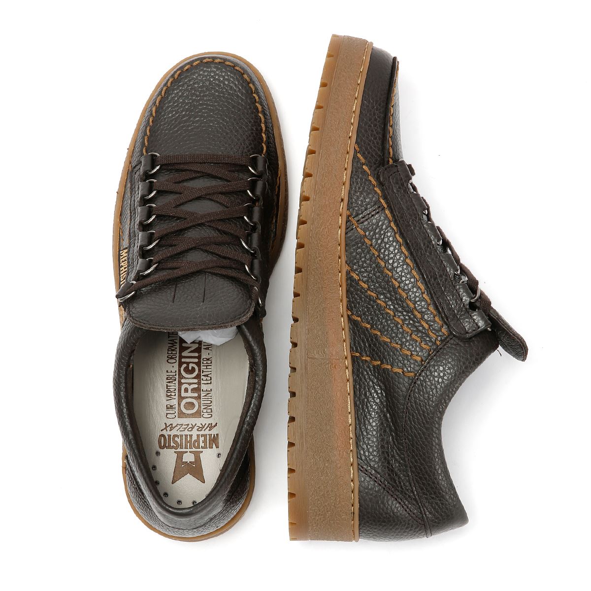 Mephisto Rainbow Oregon 1351 Chaussures En Cuir Pour Hommes Brunes À Lacets