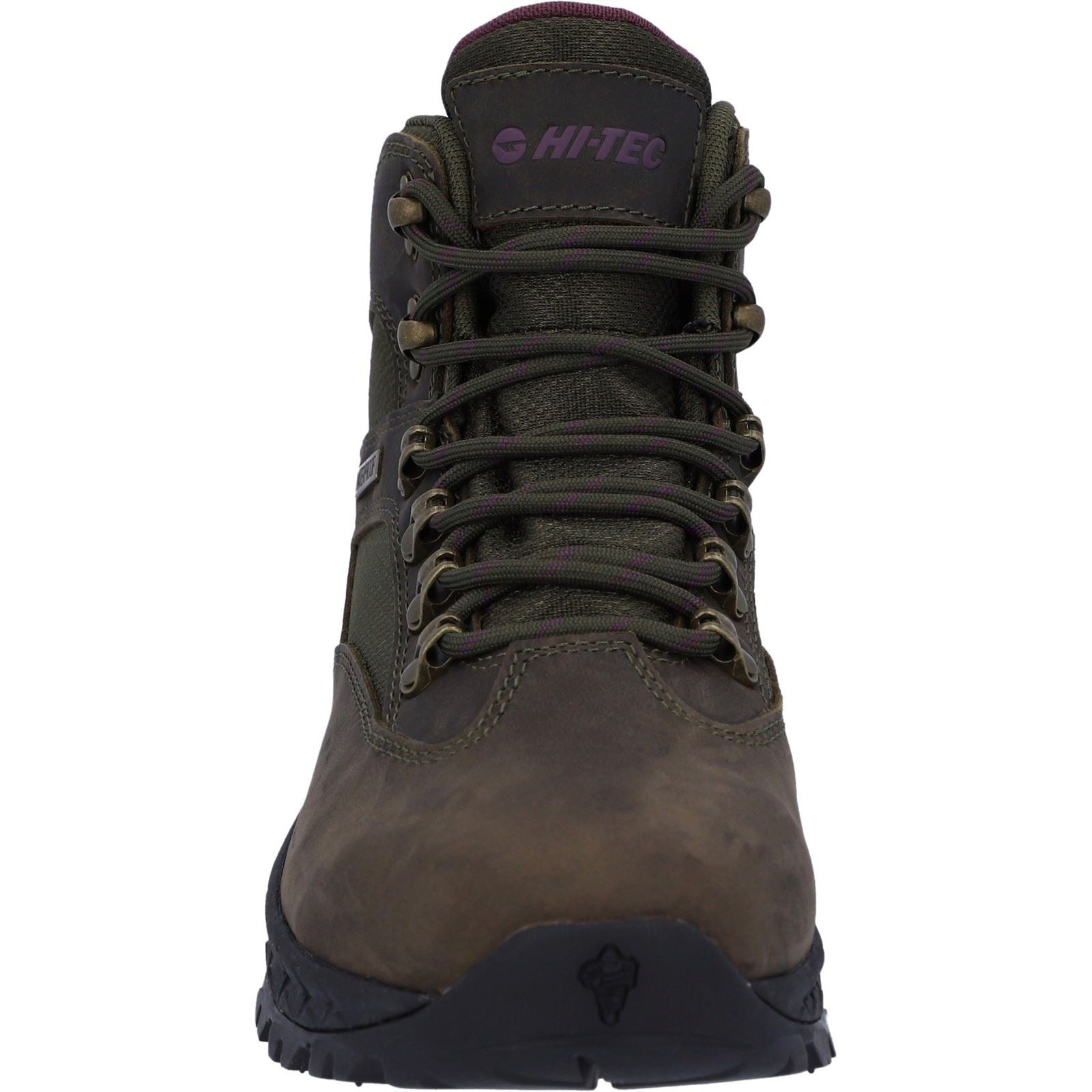 Hi-Tec Euro Trail Chaussures De Randonnée En Cuir Pour Femmes Couleur Kaki