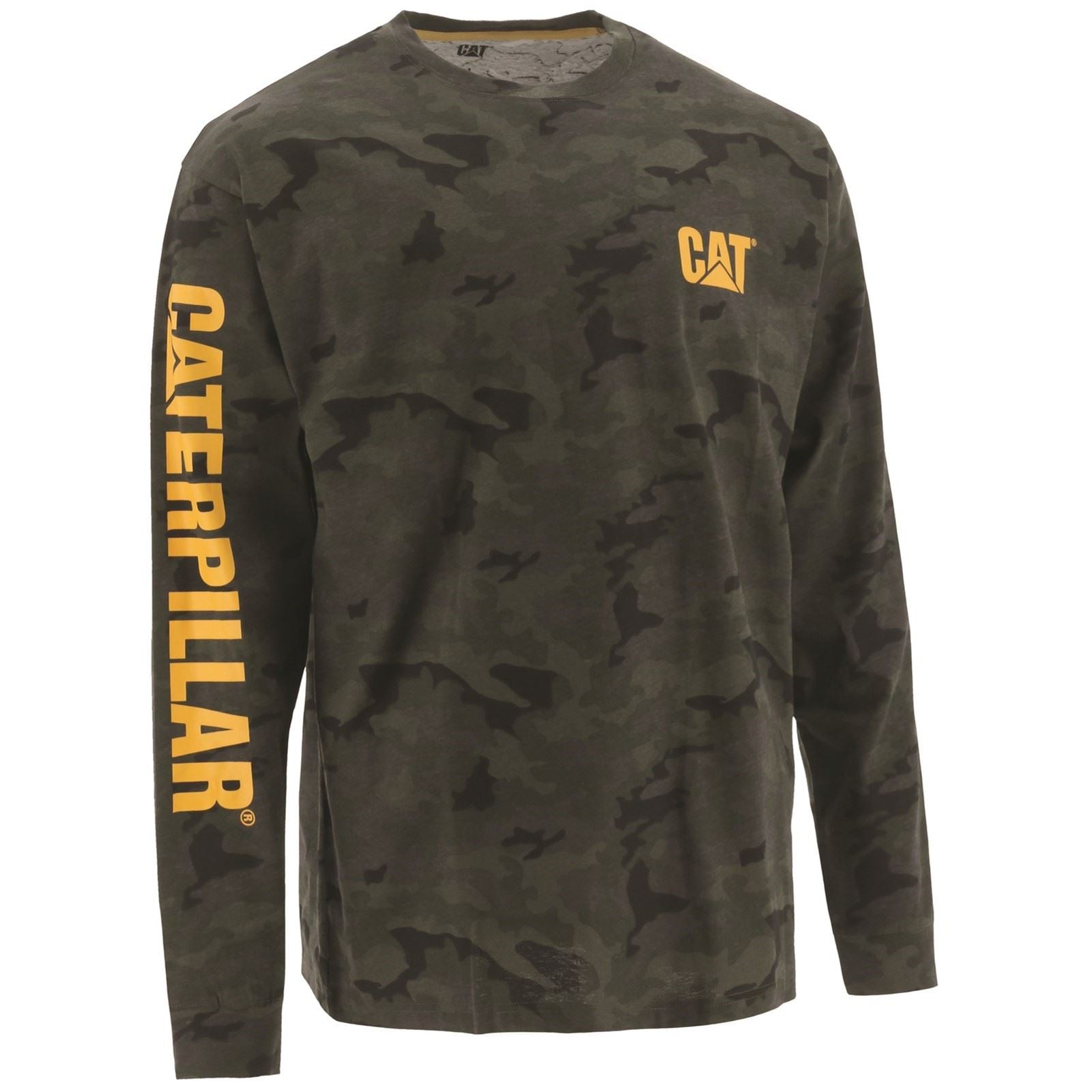 Caterpillar Trademark Banner Long Sleeve T-Shirt Vert En Coton Pour Homme