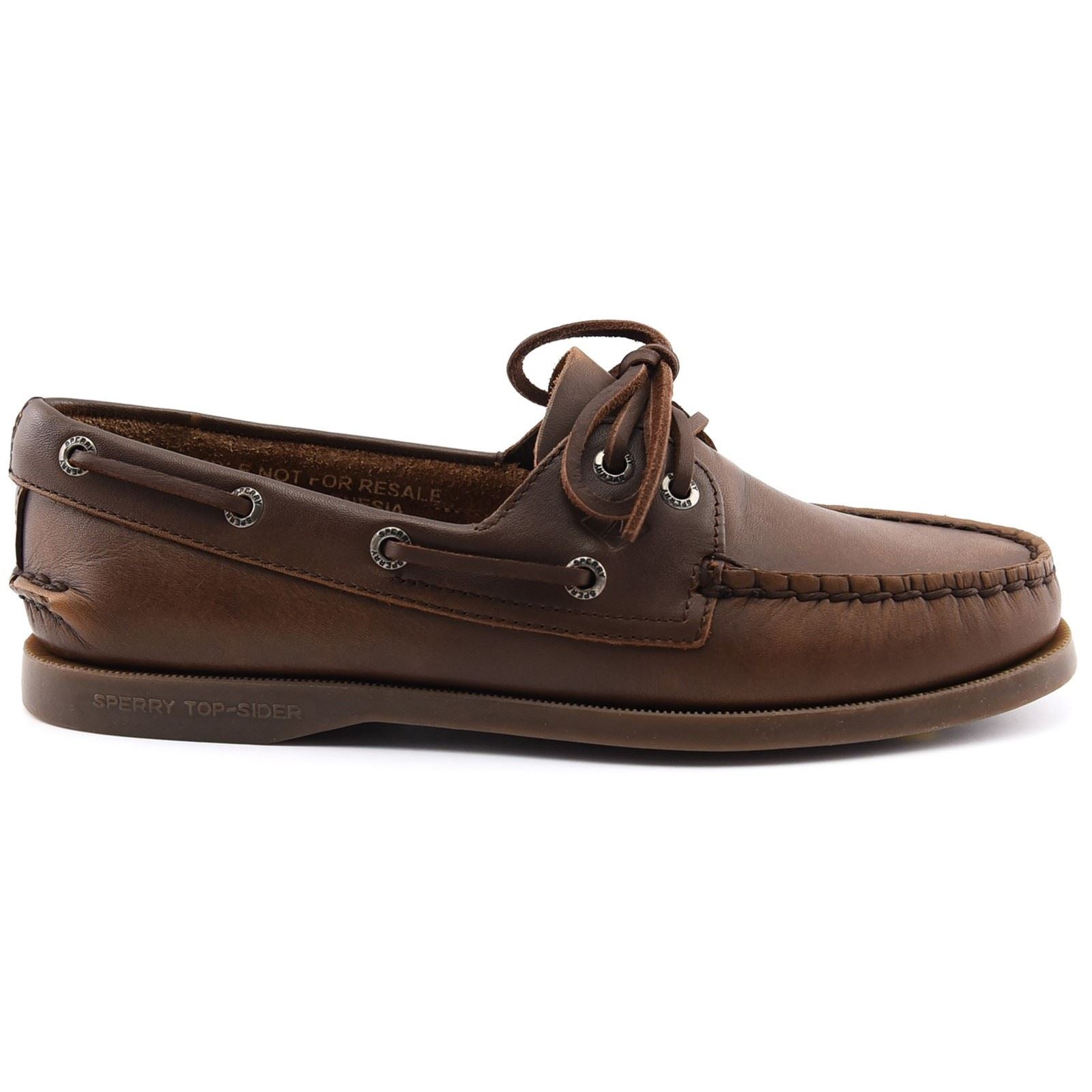Sperry Authentic 2 Eye Boat Bateaux En Cuir Pour Femmes Marron Moyen