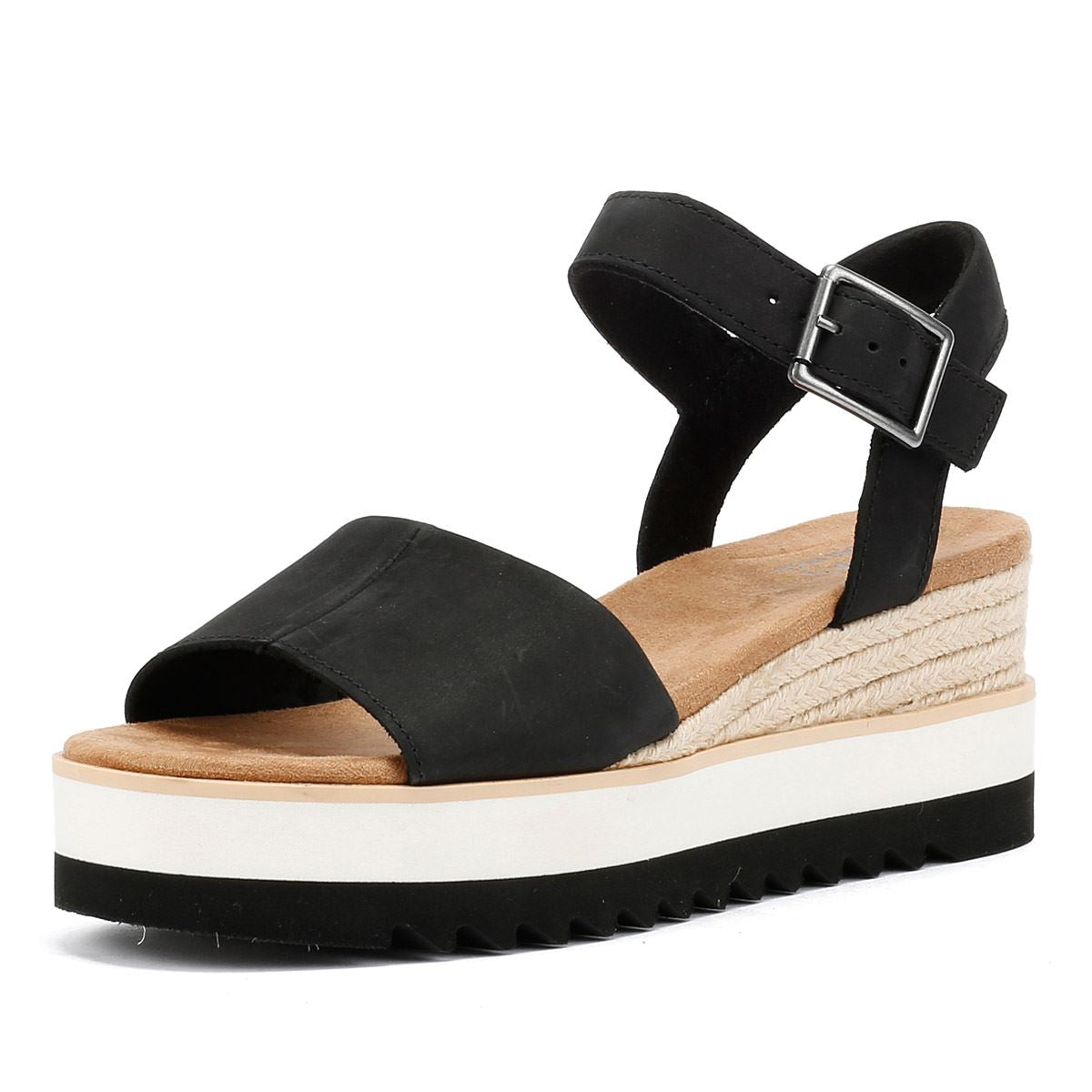 TOMS Diana Escarpins Compensés Noirs Pour Femmes En Cuir