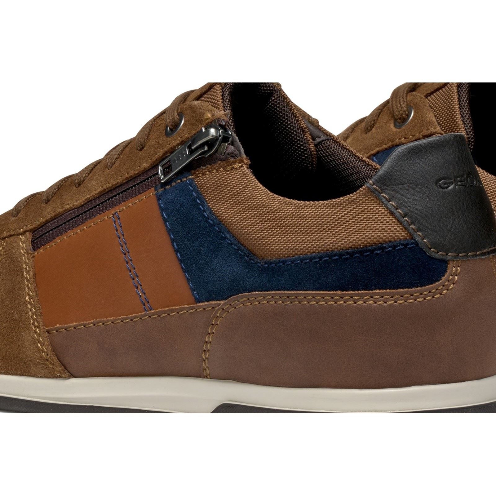 Geox U Renan B Baskets Brown/Navy Pour Hommes Suede