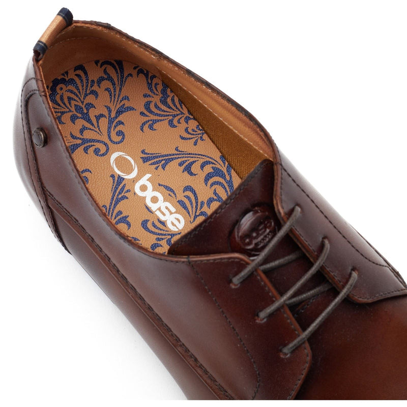 Base London Gambino Excel Chaussures À Lacets Pour Homme En Cuir Marron Brûlé