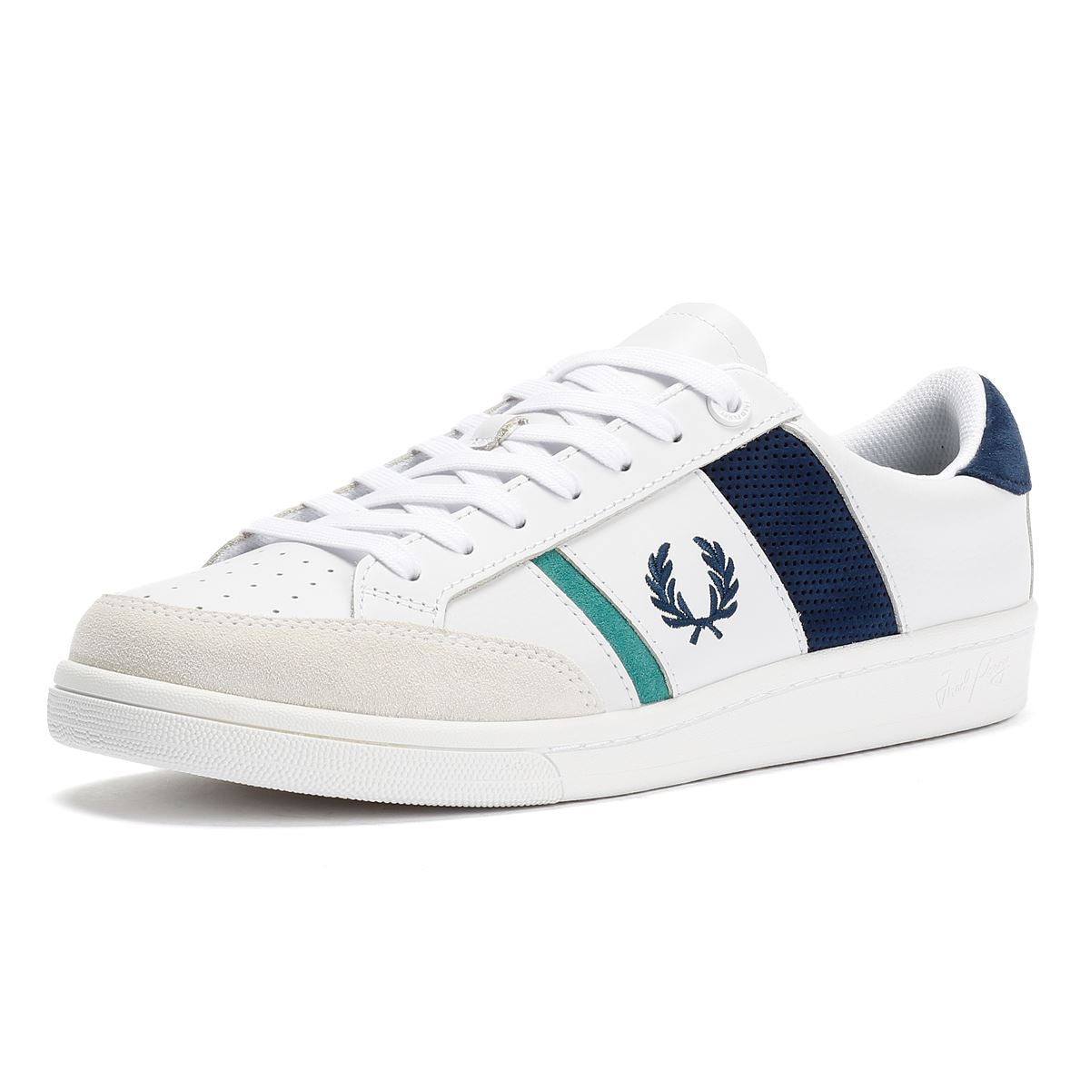 Fred Perry B725 Baskets Blanches En Cuir Pour Hommes