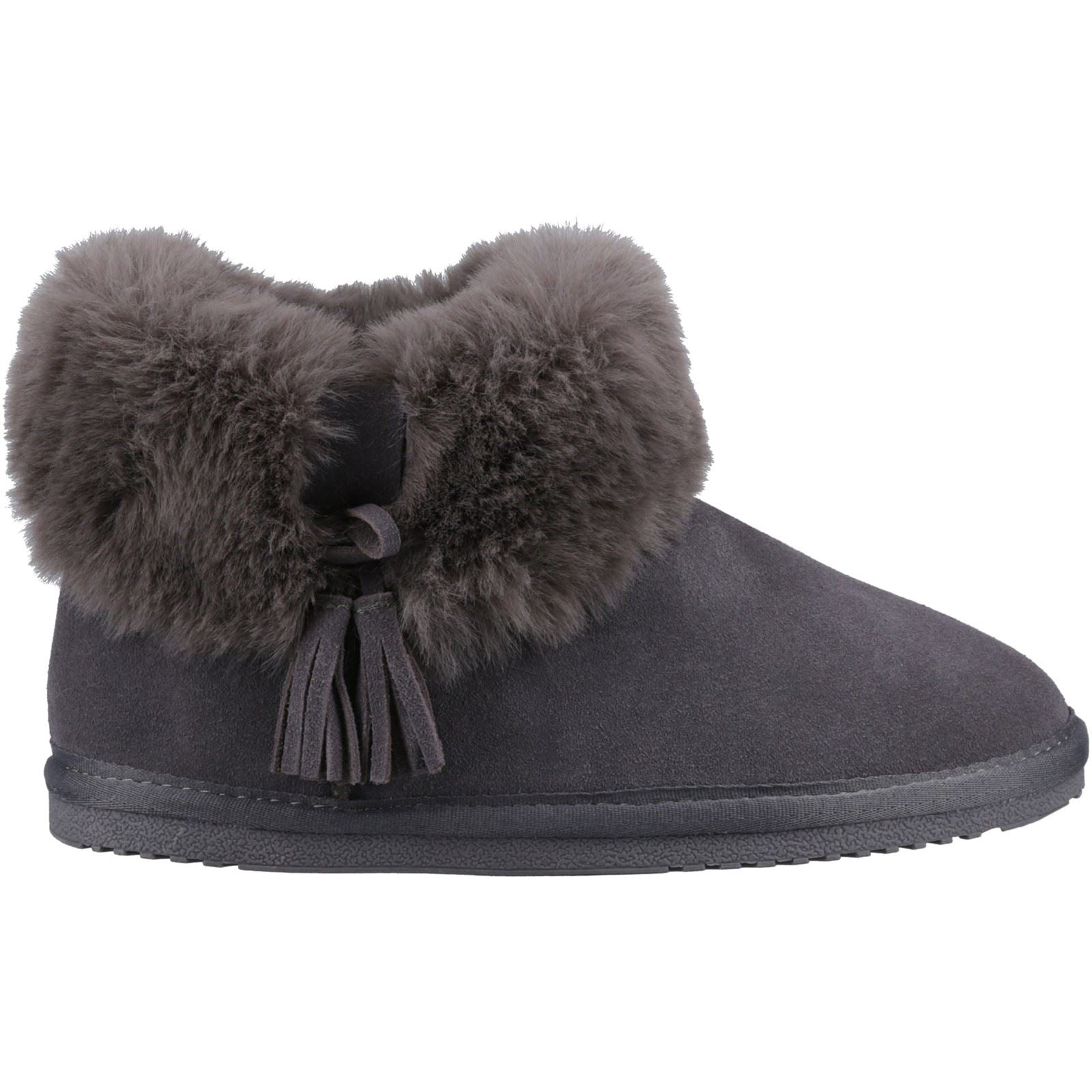 Hush Puppies Ayana Chaussons Gris En Fausse Fourrure Pour Femmes