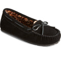 Sperry Reina Chaussons Noirs/ Léopard Pour Femme En Daim